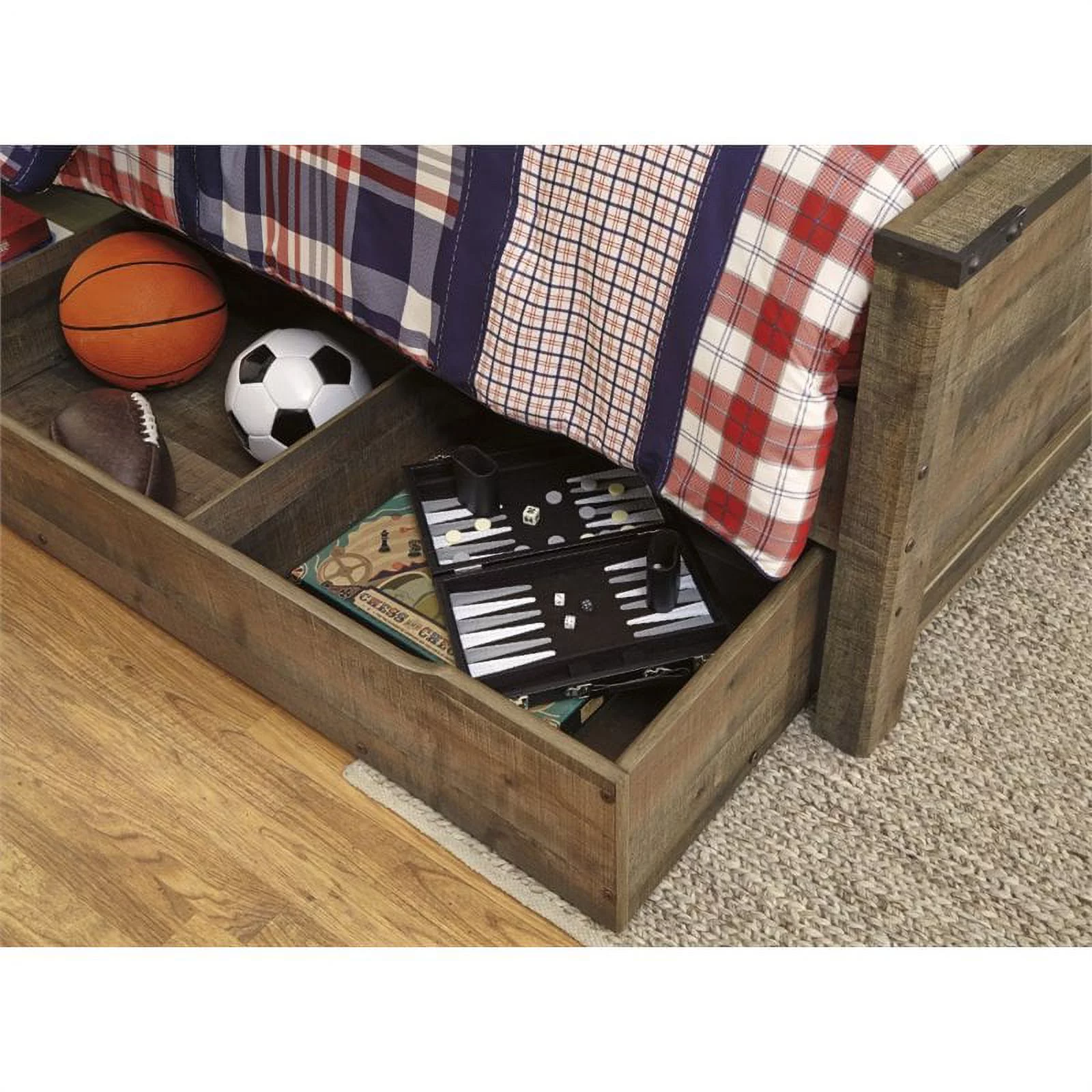 Ashley Furniture Trinell Full Panel Bed with Trundle in Brown