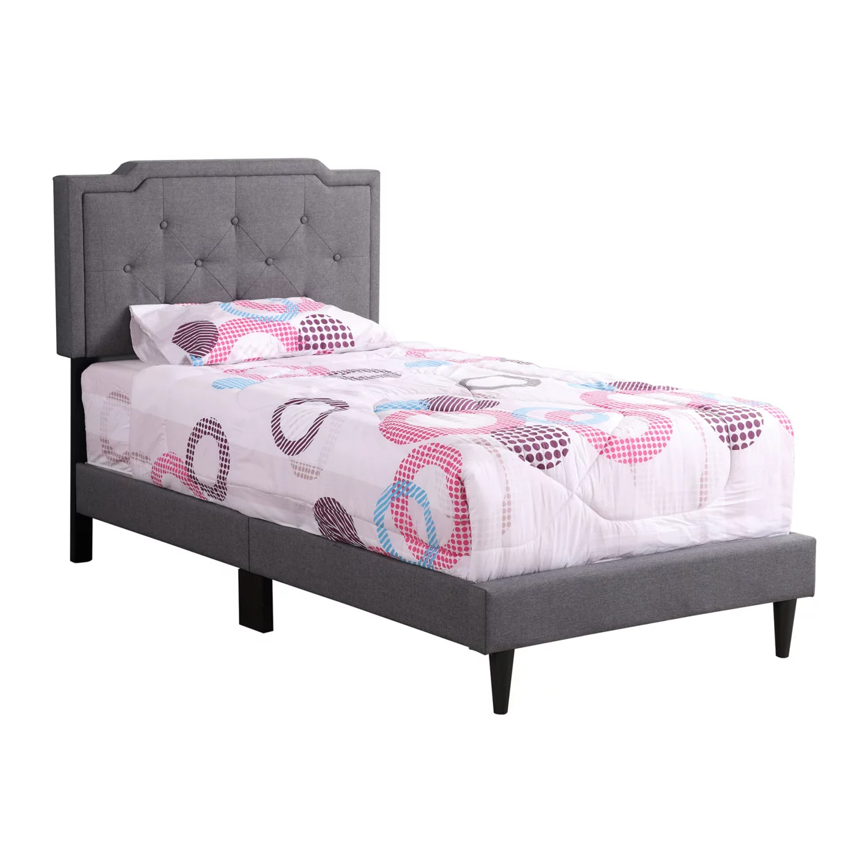 Home Bedroom Furniture Deb Jewel Gray Tufted Twin Panel Bed