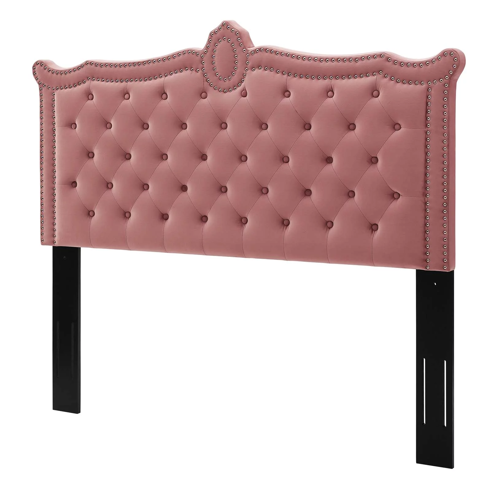 Tufted Headboard, Nailhead, Twin Size, Pink, Velvet, Modern Contemporary, Bedroom Master Guest Suite Room