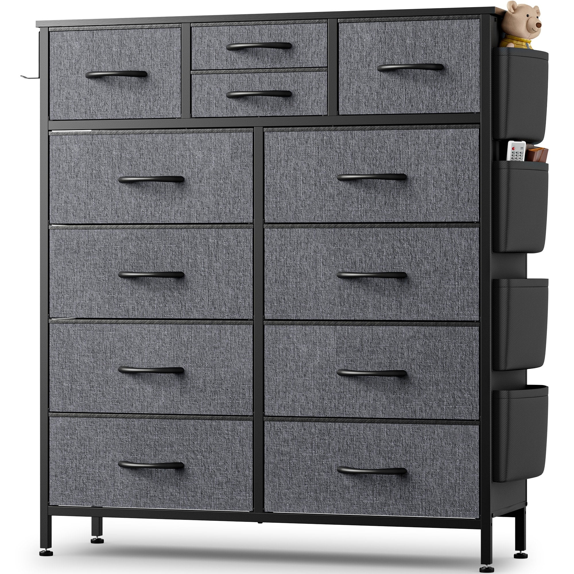 JINYUZHOU INC 12 Drawer Dresser Tall Dressers for Bedroom Fabric Chest of Drawers White