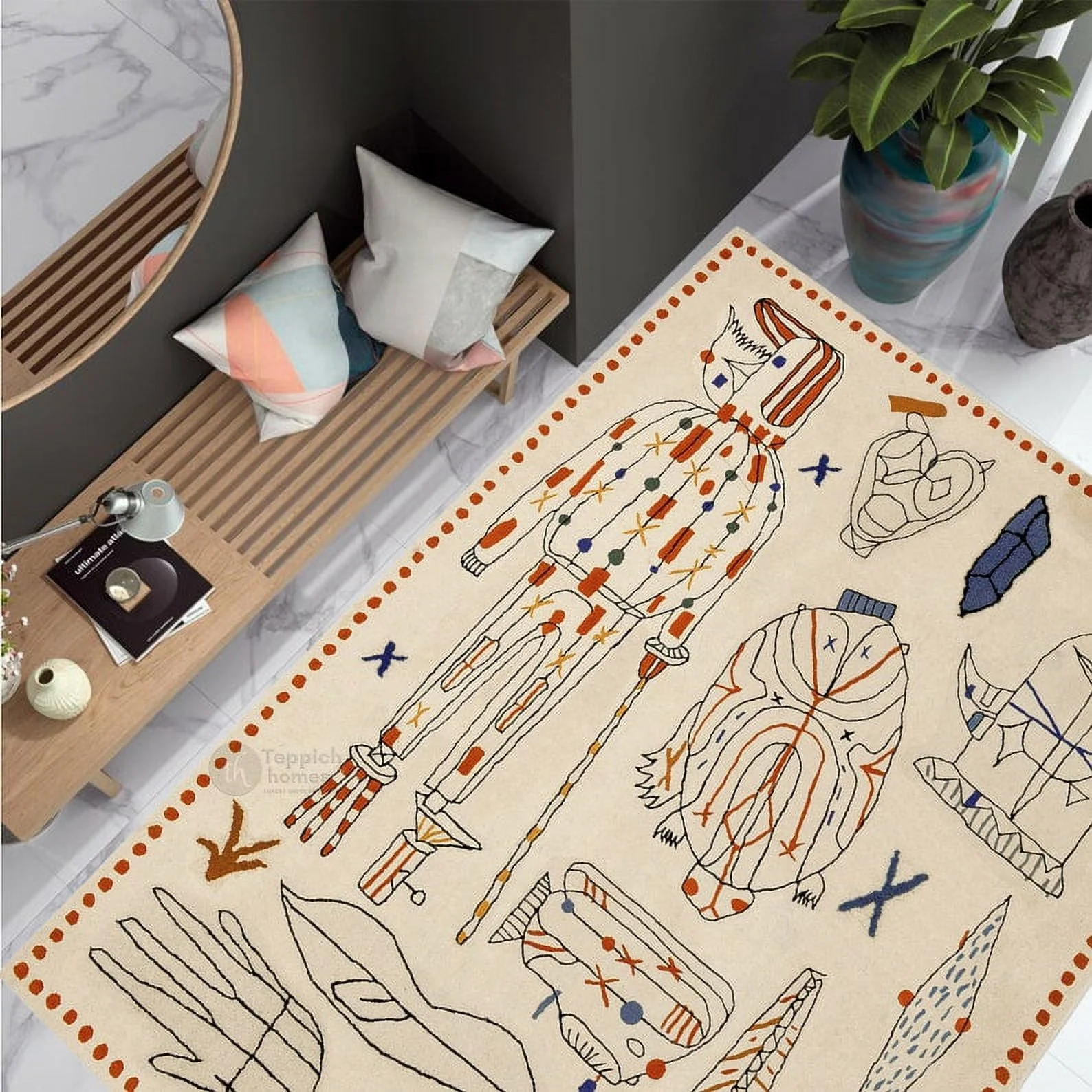 Modern Rugs 8x10 | Cream Tufted Rugs 9x12 | Custom tufting Rugs 6x9 | Living Room Rug 5x8, Bedroom Rugs 7x10, Wool Rugs