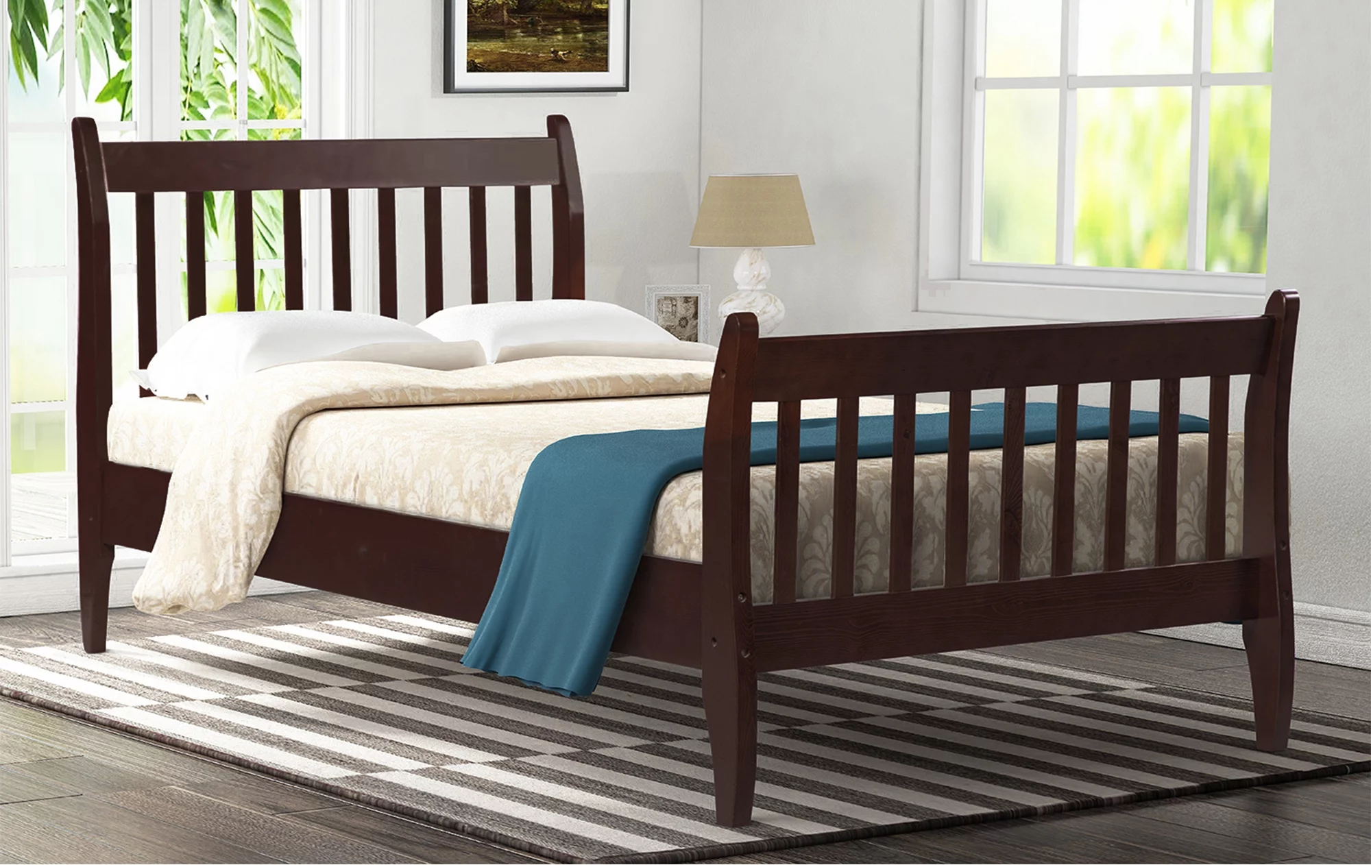 CoSoTower Wood Platform Bed Frame Mattress Foundation With Wood Slat Support, Twin, Espresso