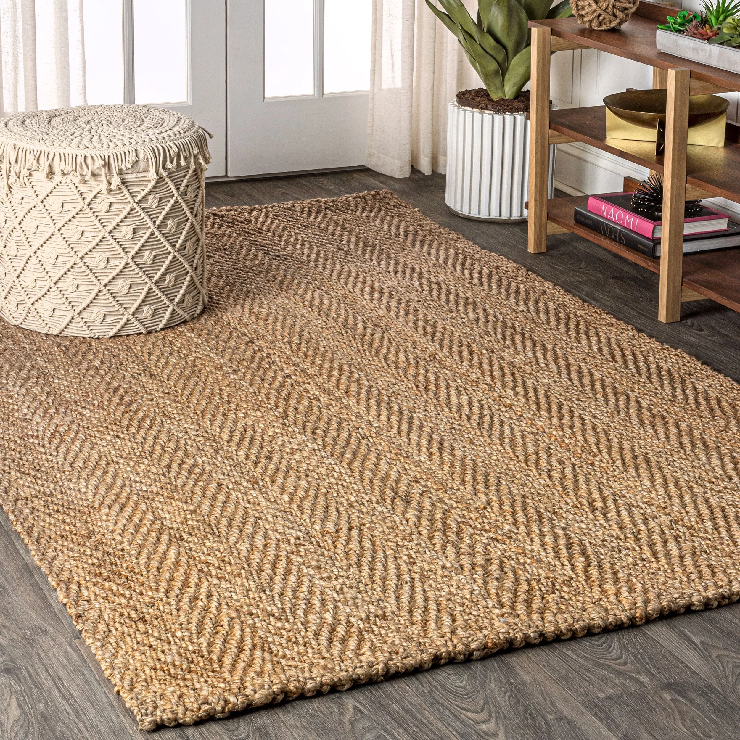 JONATHAN Y JONATHAN Y Estera Hand Woven Herringbone Chunky Jute Area Rug 2 X 8