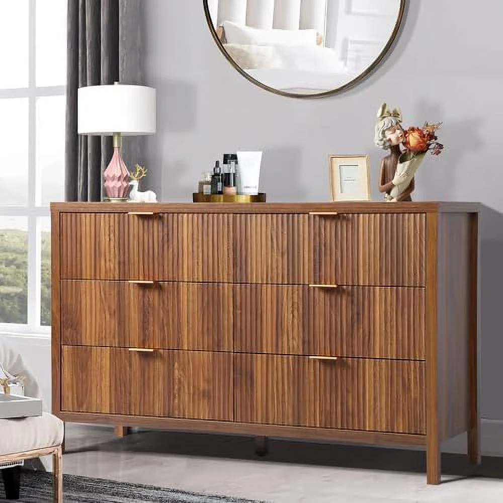 GEROBOOM Mid-Century Modern 3 Drawer Dresser  3 Drawer Dresser for Bedroom  Modern  Organizer Unit with Wood Legs  Small Dresser Cabinet Organizer Unit with Solid Wood Legs for Hallway (N