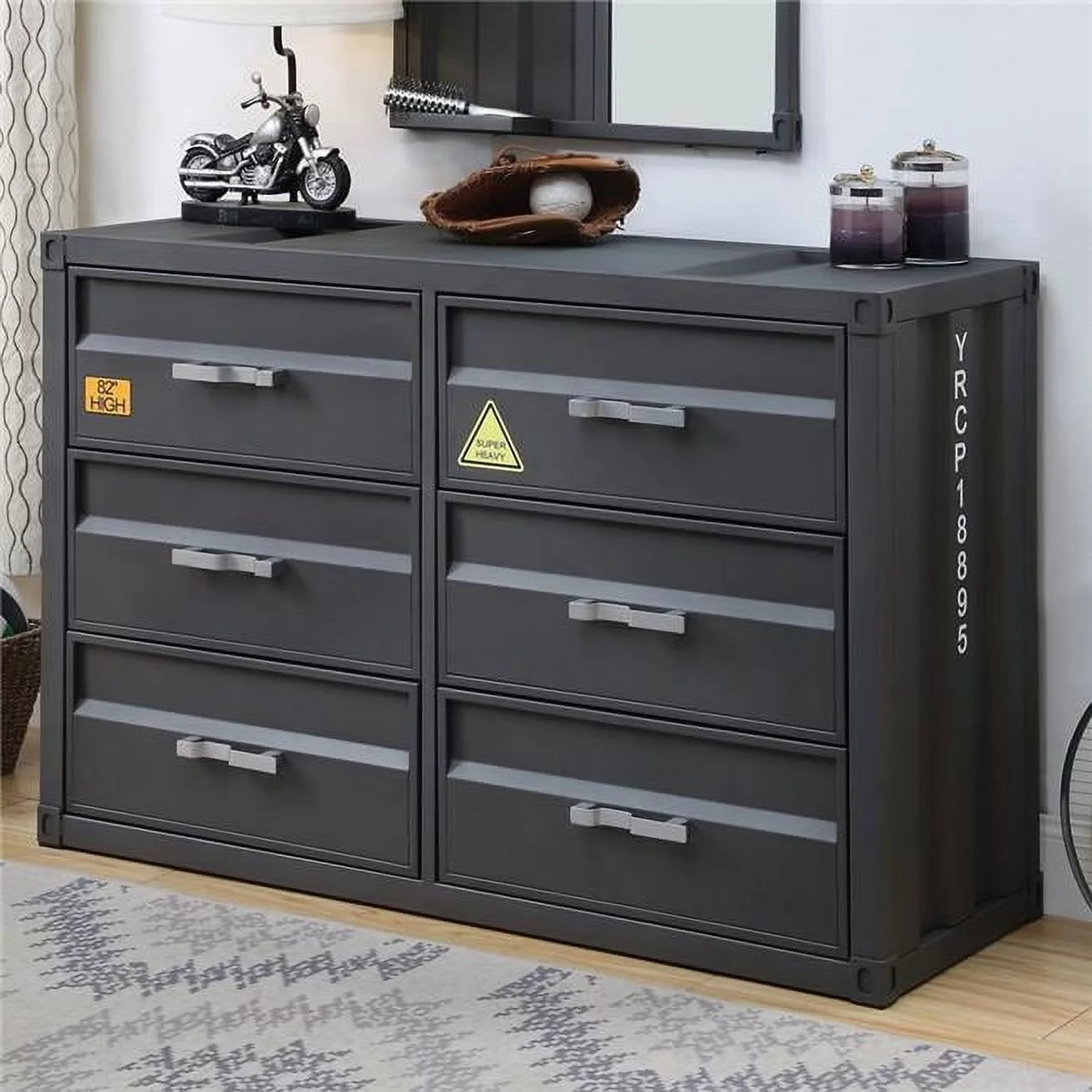 Acme Furniture 49 x 19 x 32 in. Cargo Dresser, Gunmetal
