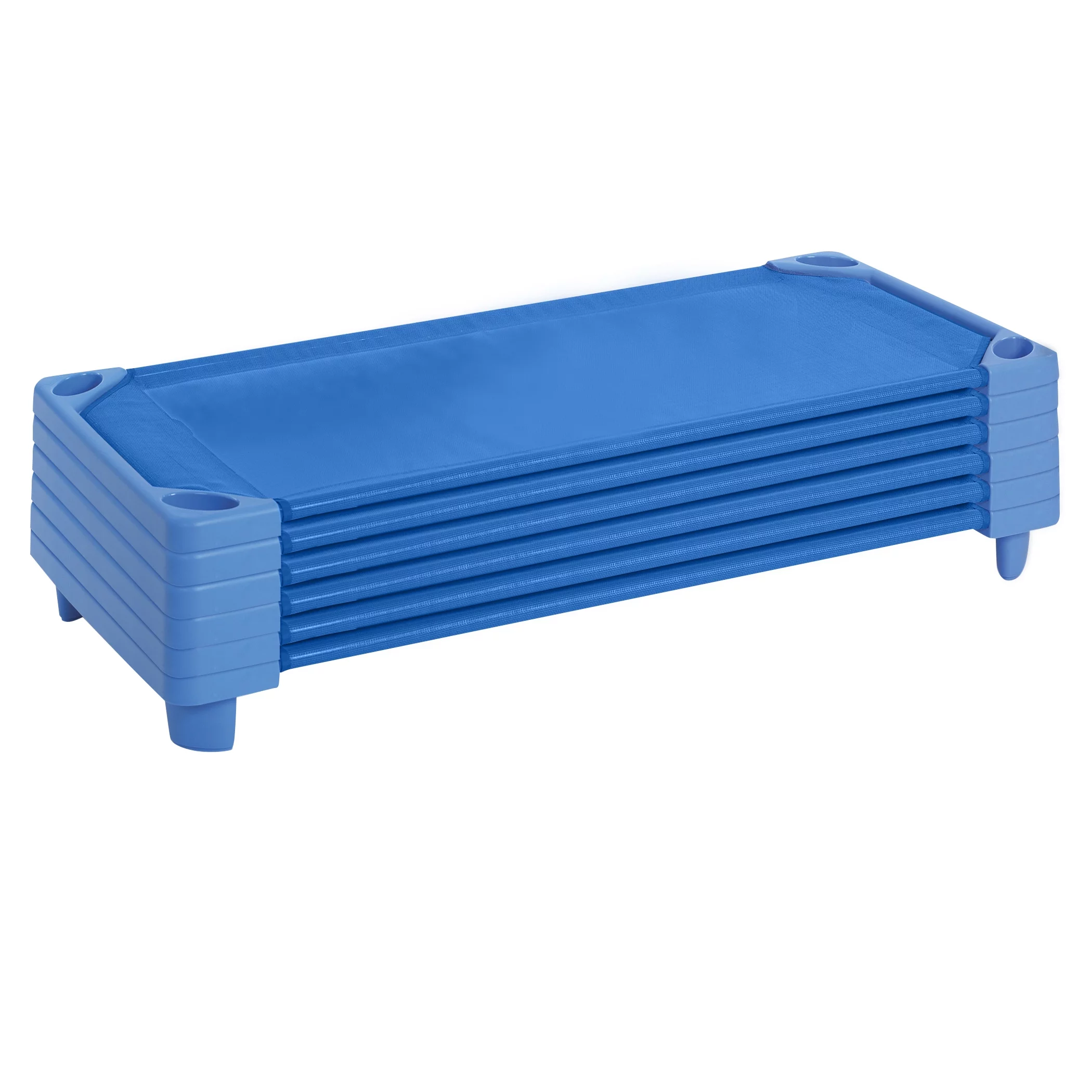 ECR4Kids Streamline Cot, Standard Size, Classroom Furniture, Blue, 6-Pack