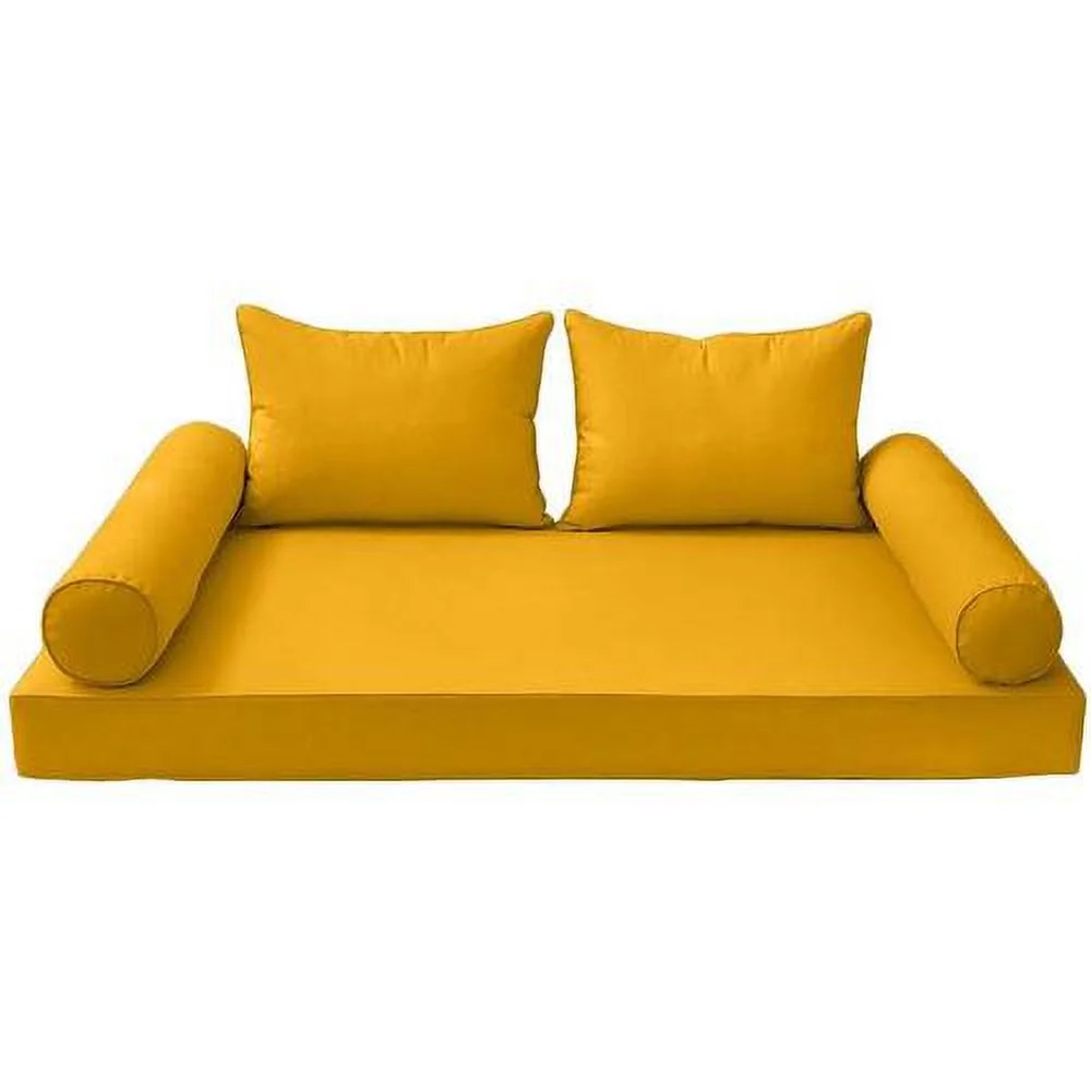 | Outdoor 4 Queen Piped Trim Daybed Mattress Bolster Pillow Fitted Sheet AD108