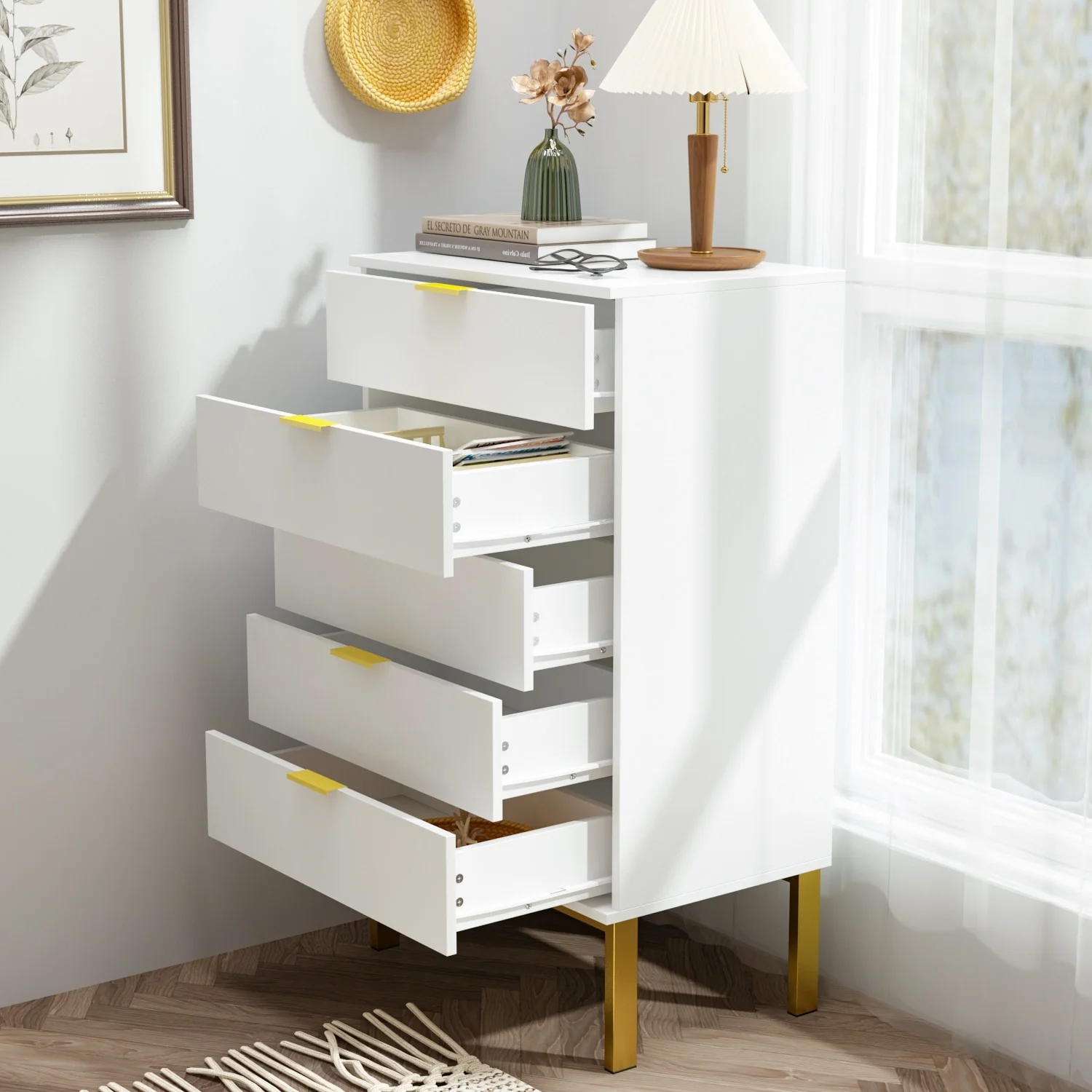 TQ 5 Drawer Dresser Storage Tower, Organizer Unit for Bedroom,Chest Black
