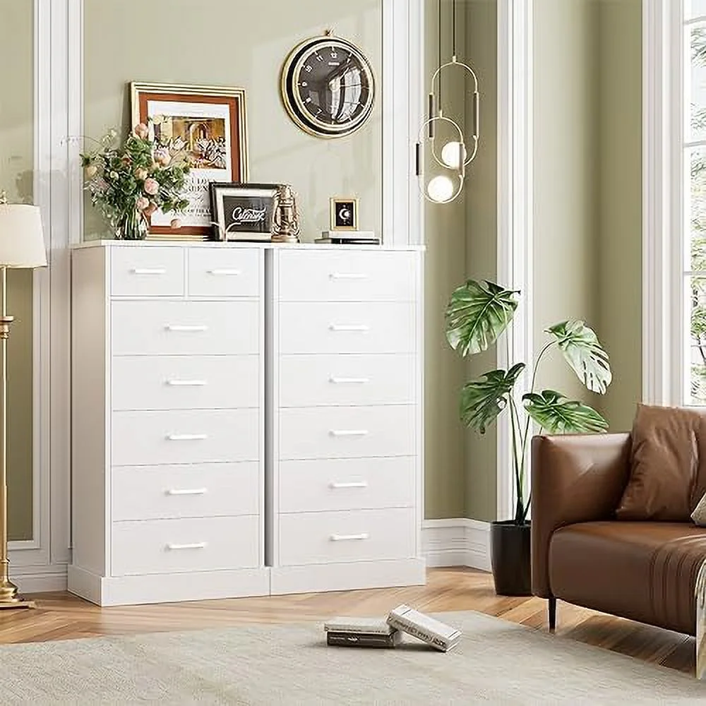 HBBOOMLIFE 7 Drawer Dresser White Dresser  48.5\u201D Tall White Dresser for Bedroom  Modern Dresser White with Deep Drawers  White Chests of Drawers Tall Dresser for Home