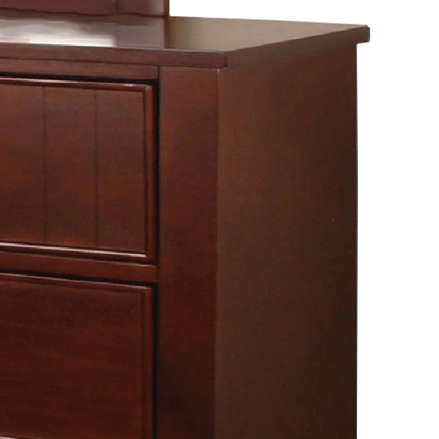 Benjara Wooden Dresser with 6 Drawers and Chamfered Legs, Cherry Brown