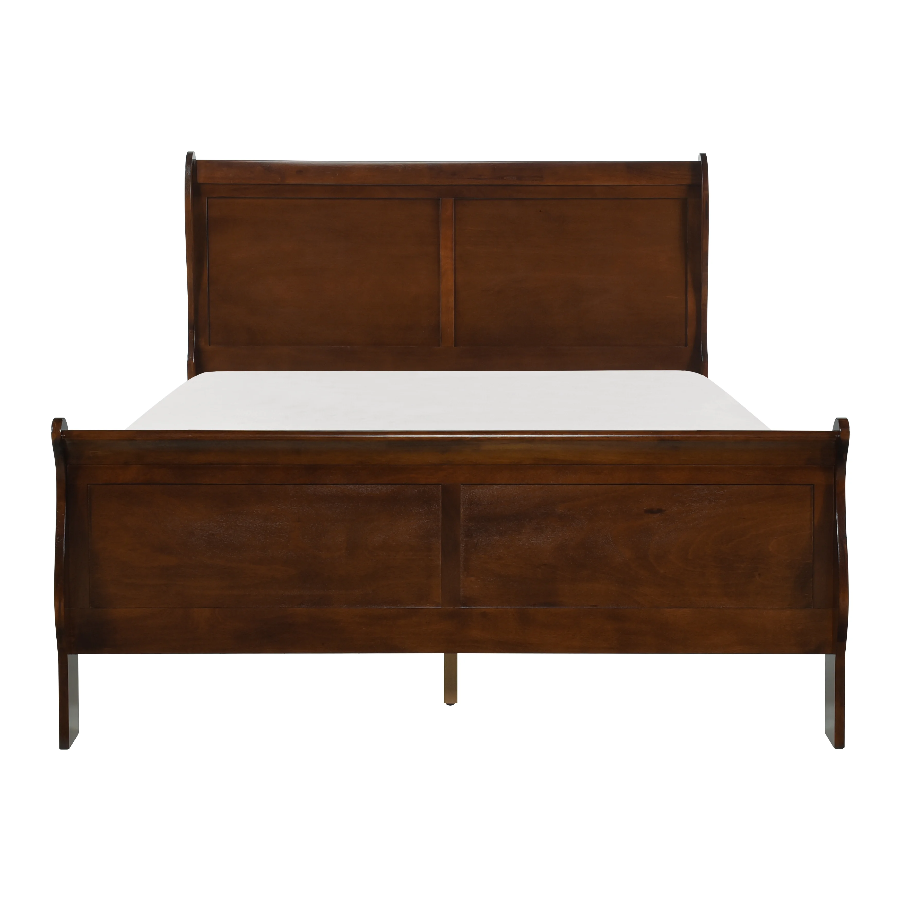 Traditional Bedroom Furniture Classic Louis Philippe Styling Brown Cherry Queen Size Bed