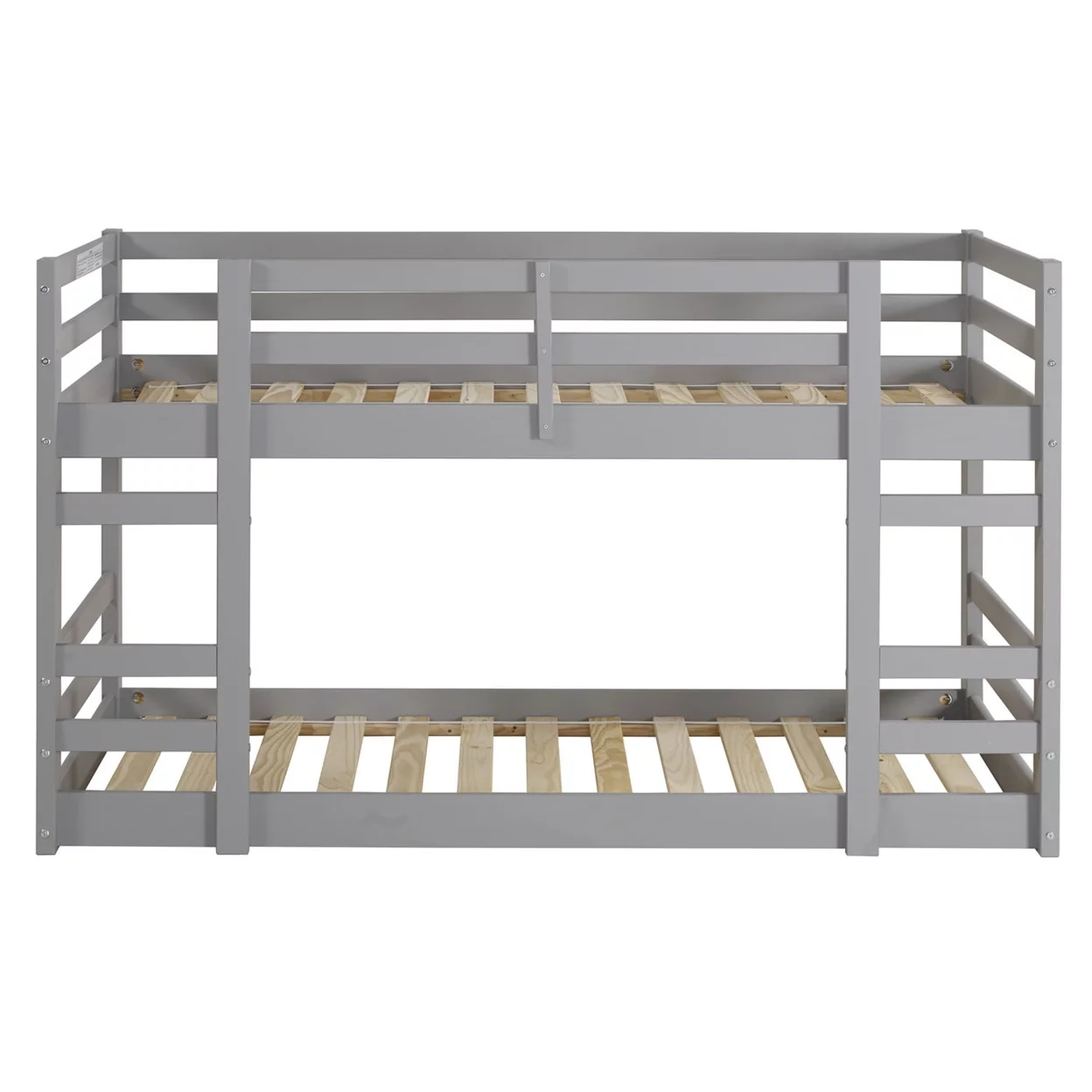 WE Furniture Kids Bedroom Low Wood Twin Bunk Bed - Grey