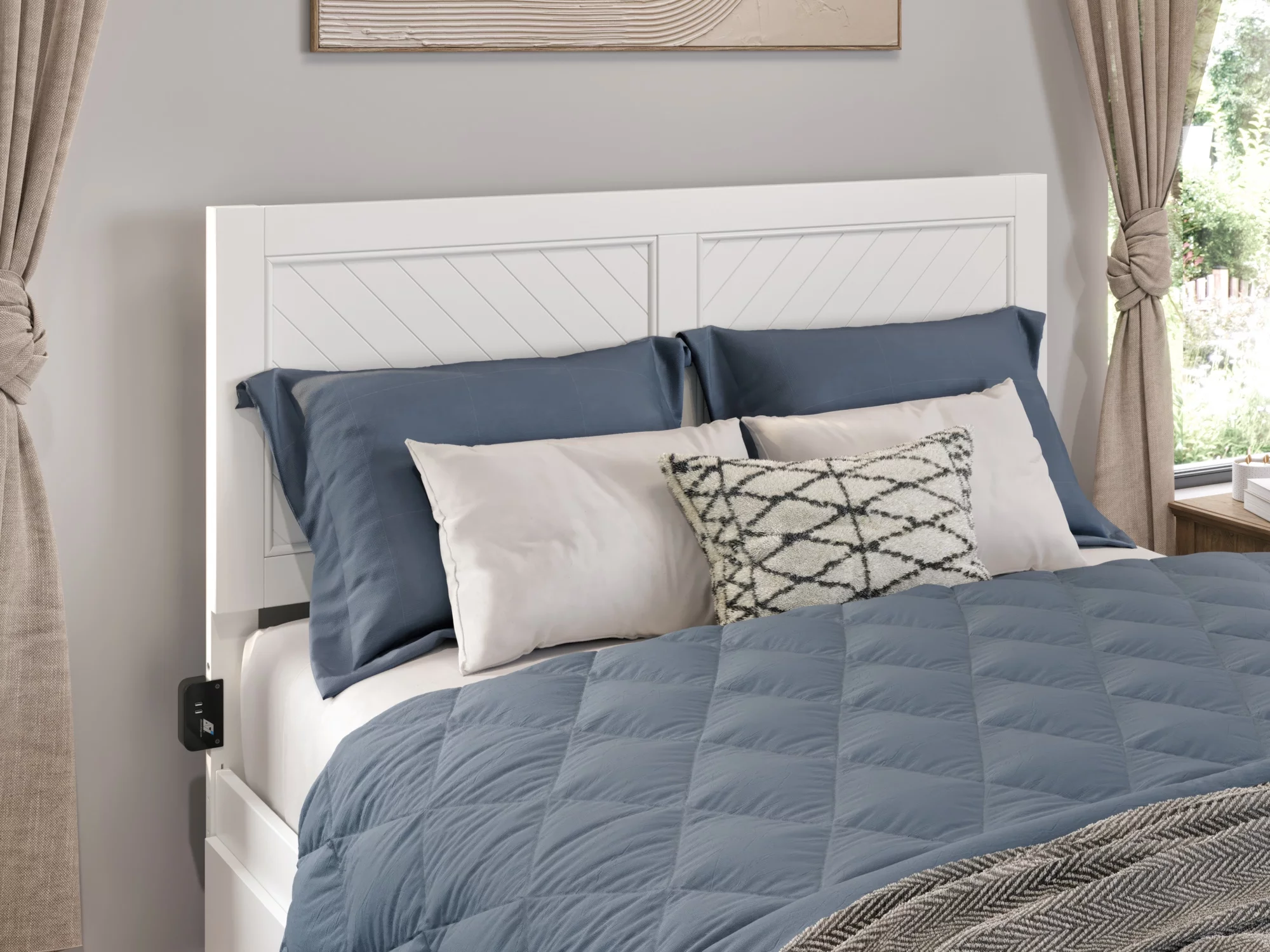 AFI Canyon White Solid Wood Rustic Farmhouse Headboard, King