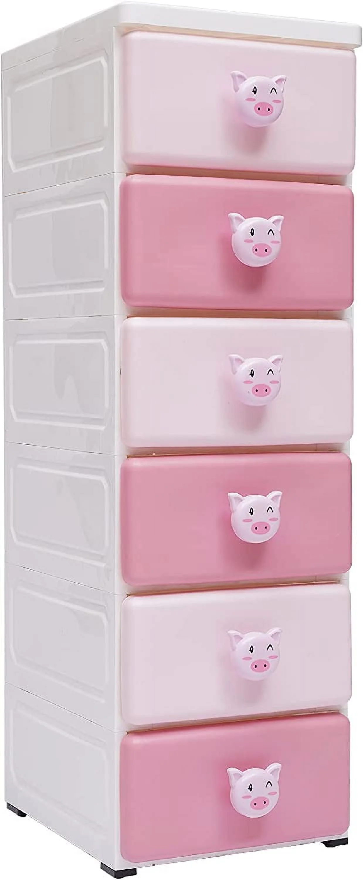 Plastic Drawers Dresser, Storage Cabinet with 6 Drawers, 37 Inch Small Closet Dresser Organizer for Kids for Playroom, Bedroom, 120lbs Capacity, Pink