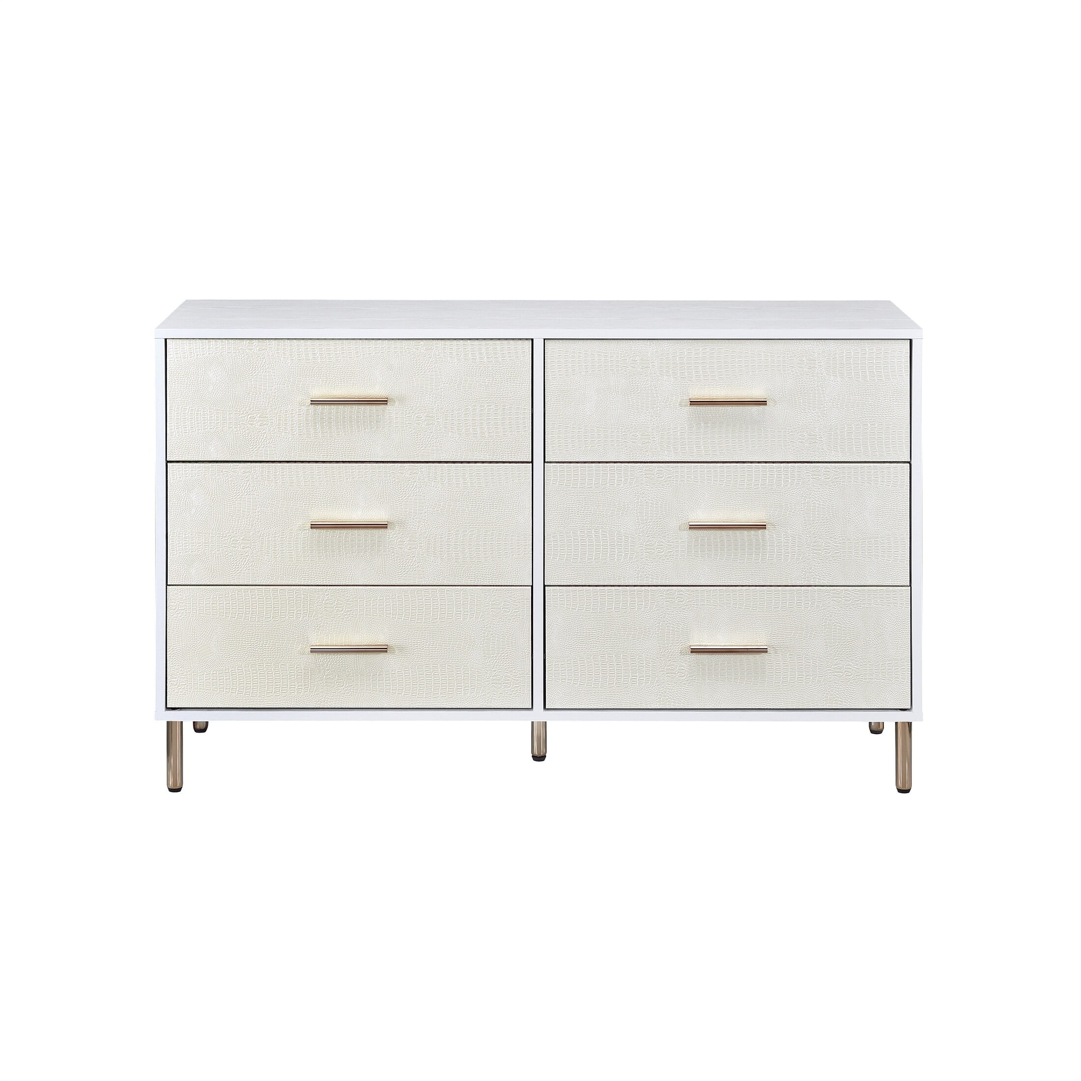 YJTONWIN Dresser Cabinet Chest with Drawers White Champagne & Gold Finish