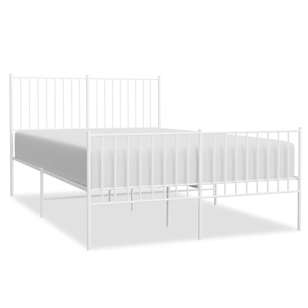 Dcenta Metal Bed Frame with Headboard and Footboard White 53.9