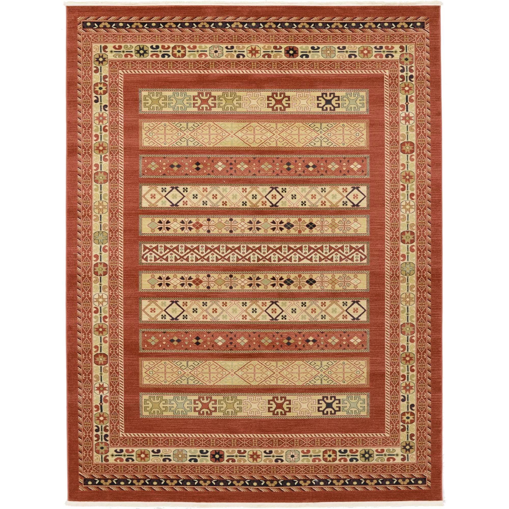 Unique Loom Pasadena Fars Rug Rust Red/Black 9' x 12' 2