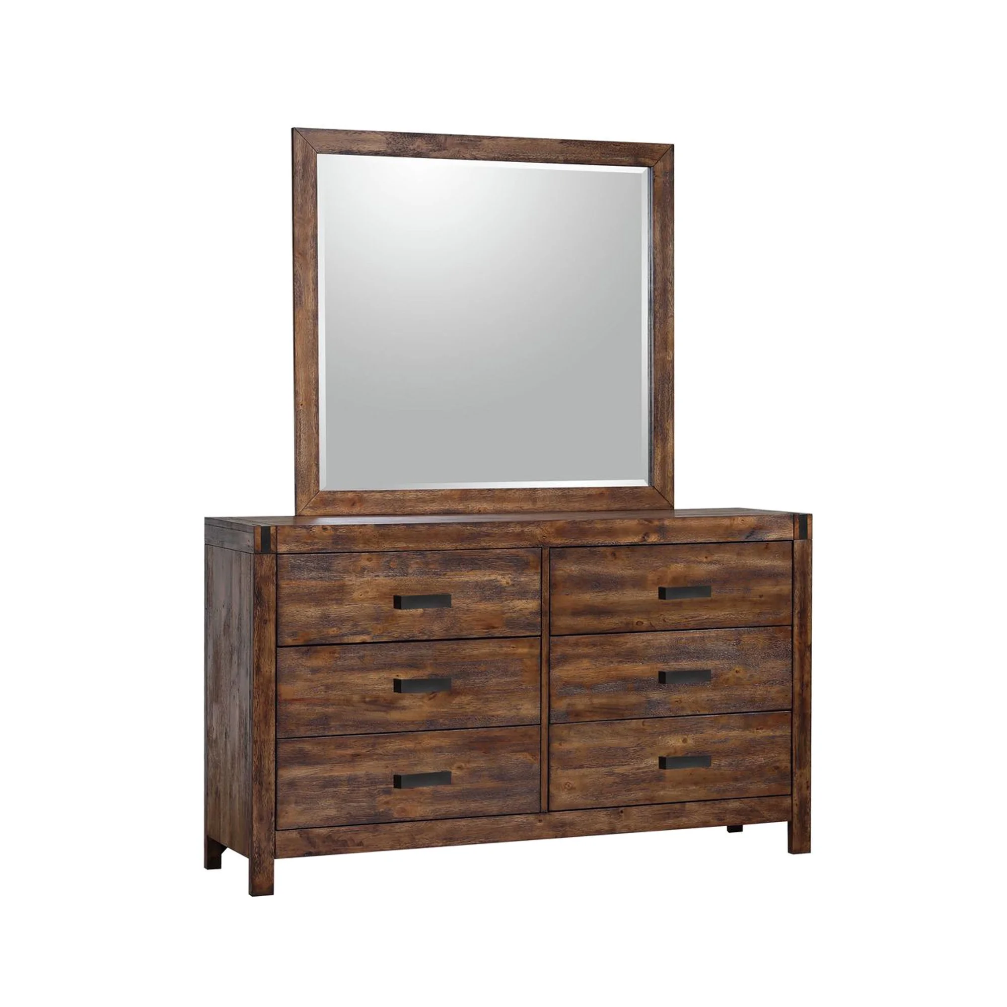 Picket House Furnishings Wren 6-Drawer Dresser and Mirror Set in Chestnut