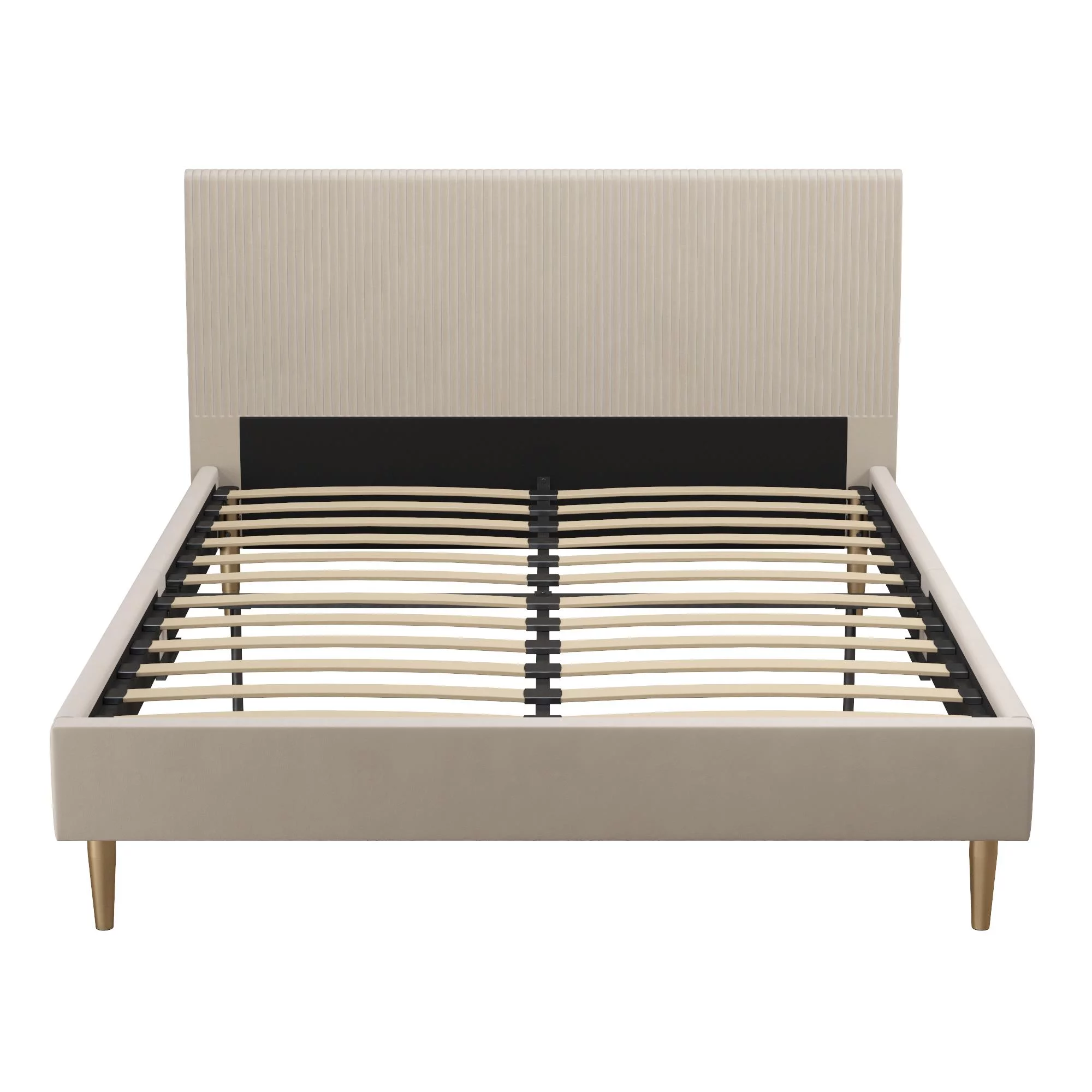 Mr. Kate Daphne Upholstered Bed with Headboard and Modern Platform Frame, Full, Ivory Velvet