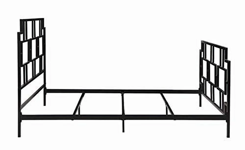 Contemporary Geometric Black Twin Metal Bed