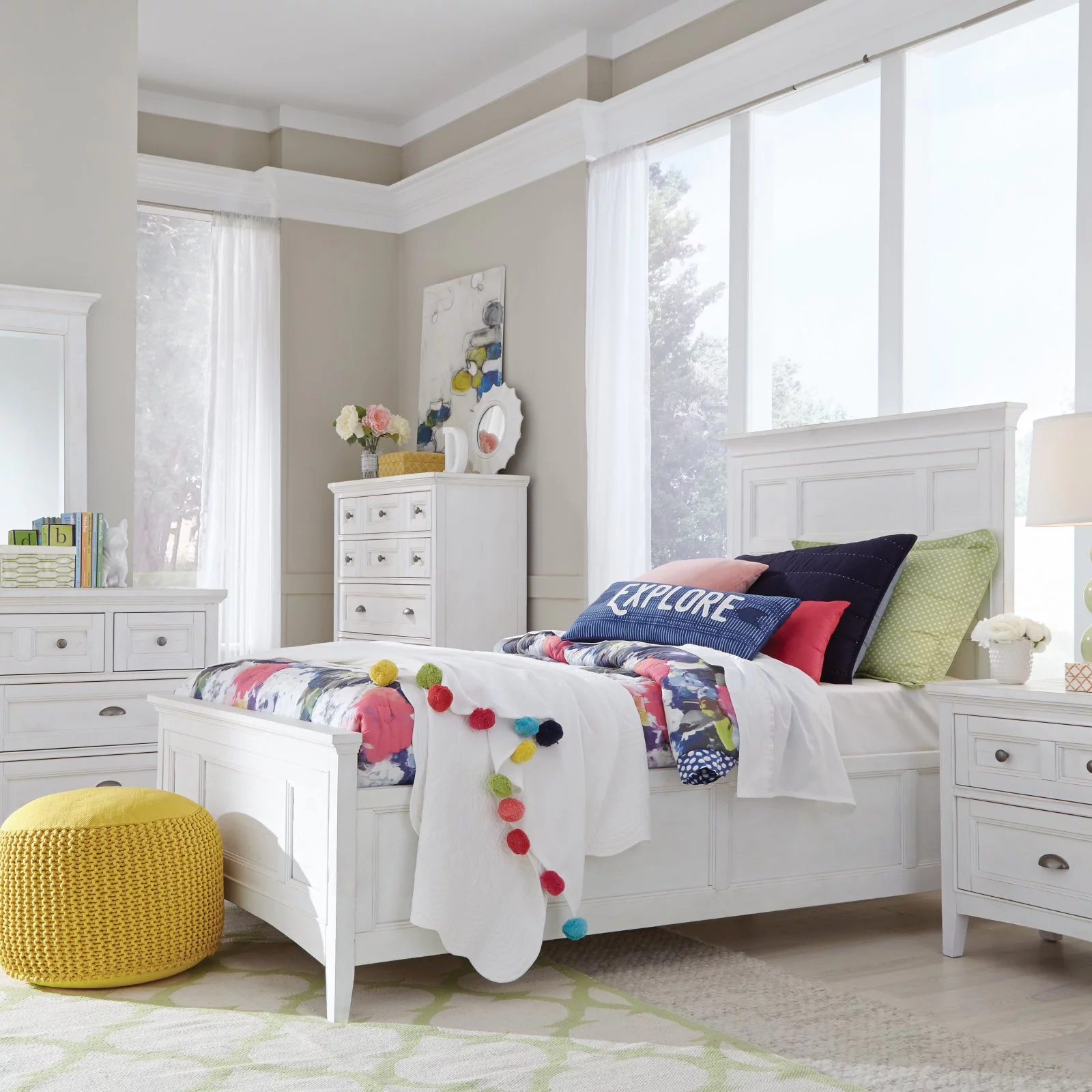 Magnussen Heron Cove Relaxed Traditional Soft White King Panel Headboard