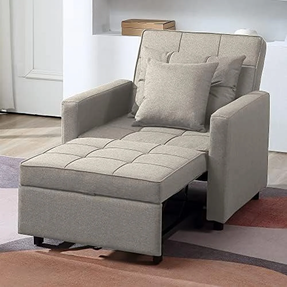 NLIBOOMLife Convertible Sofa Bed Sleeper Sofa with Adjustable Backrest Armchair Sofa Bed 3 in 1 Sleeper Chair Single One Yellow