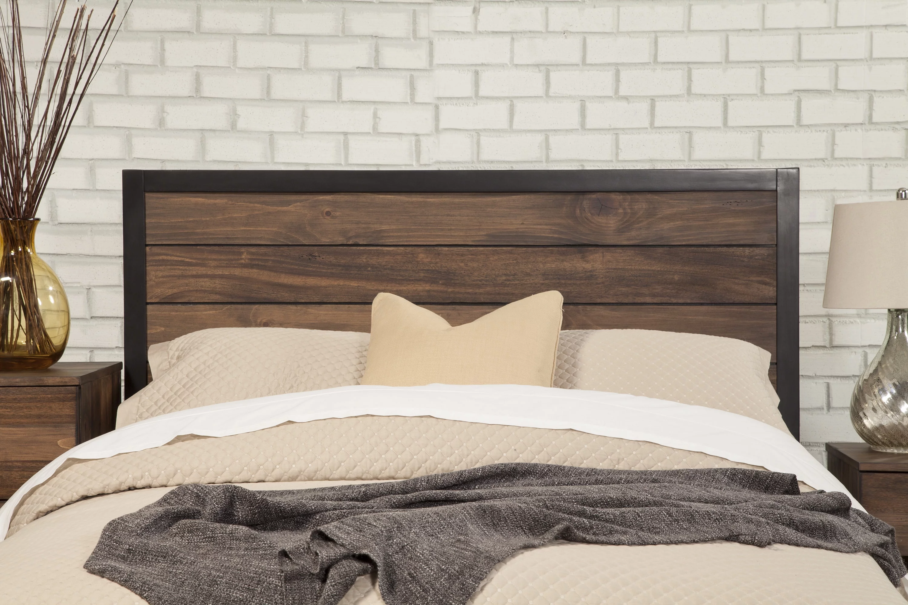 Origins by Alpine Weston Standard King Wood Headboard in Rustic Pine