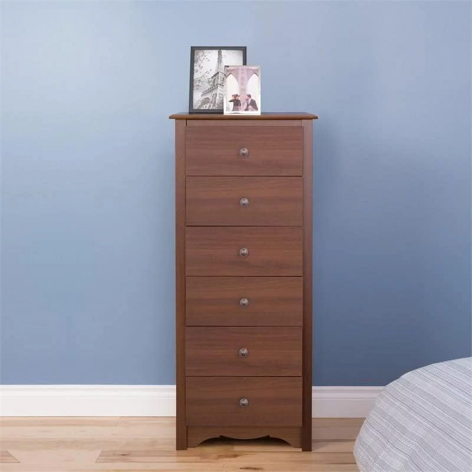 xrboomlife 53" Tall 6 Drawer Woode Chest with Solid Metal Knobs for Bedroom in White