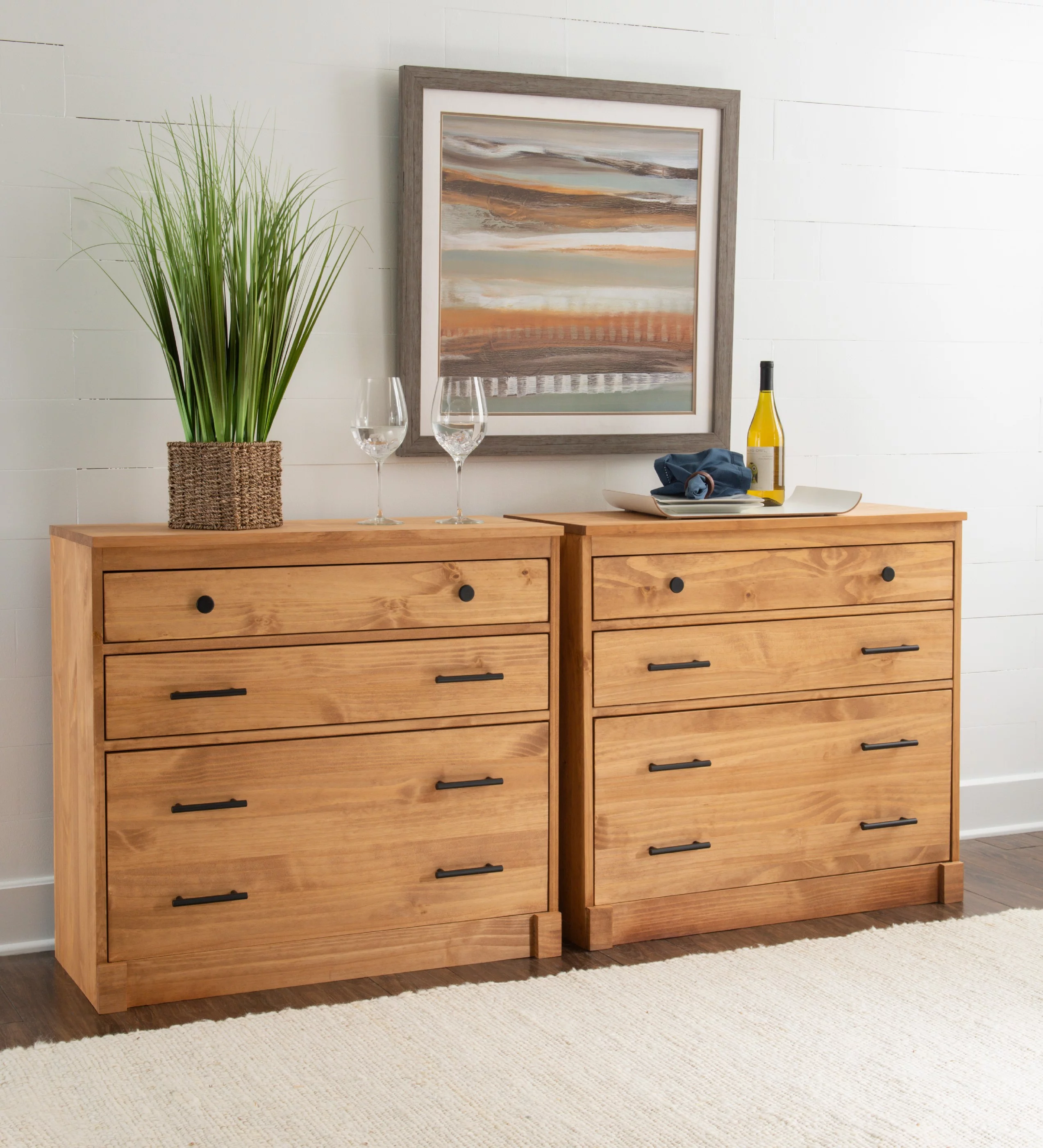 Linon Vikki 3-Drawer Bookcase Chest, Rustic Honey