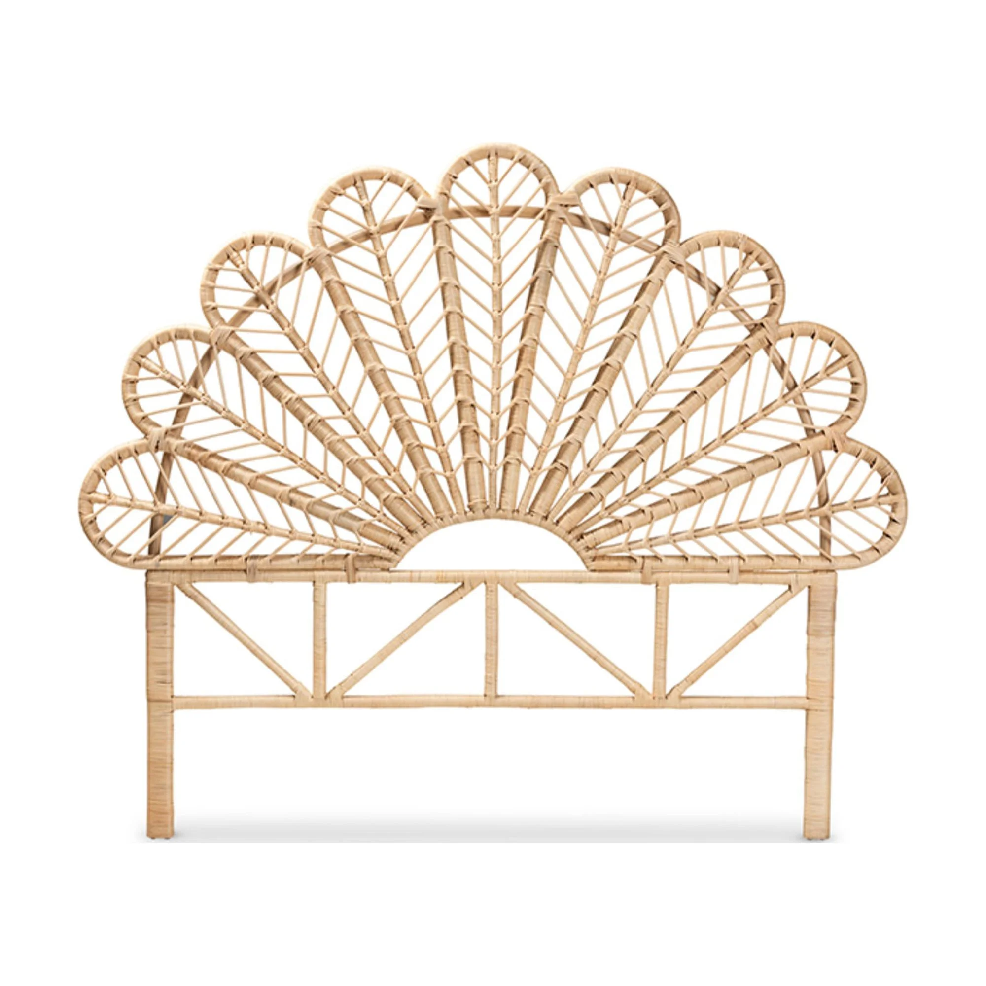 Baxton Studio Variel Modern Bohemian Rattan Queen Size Standalone Headboard