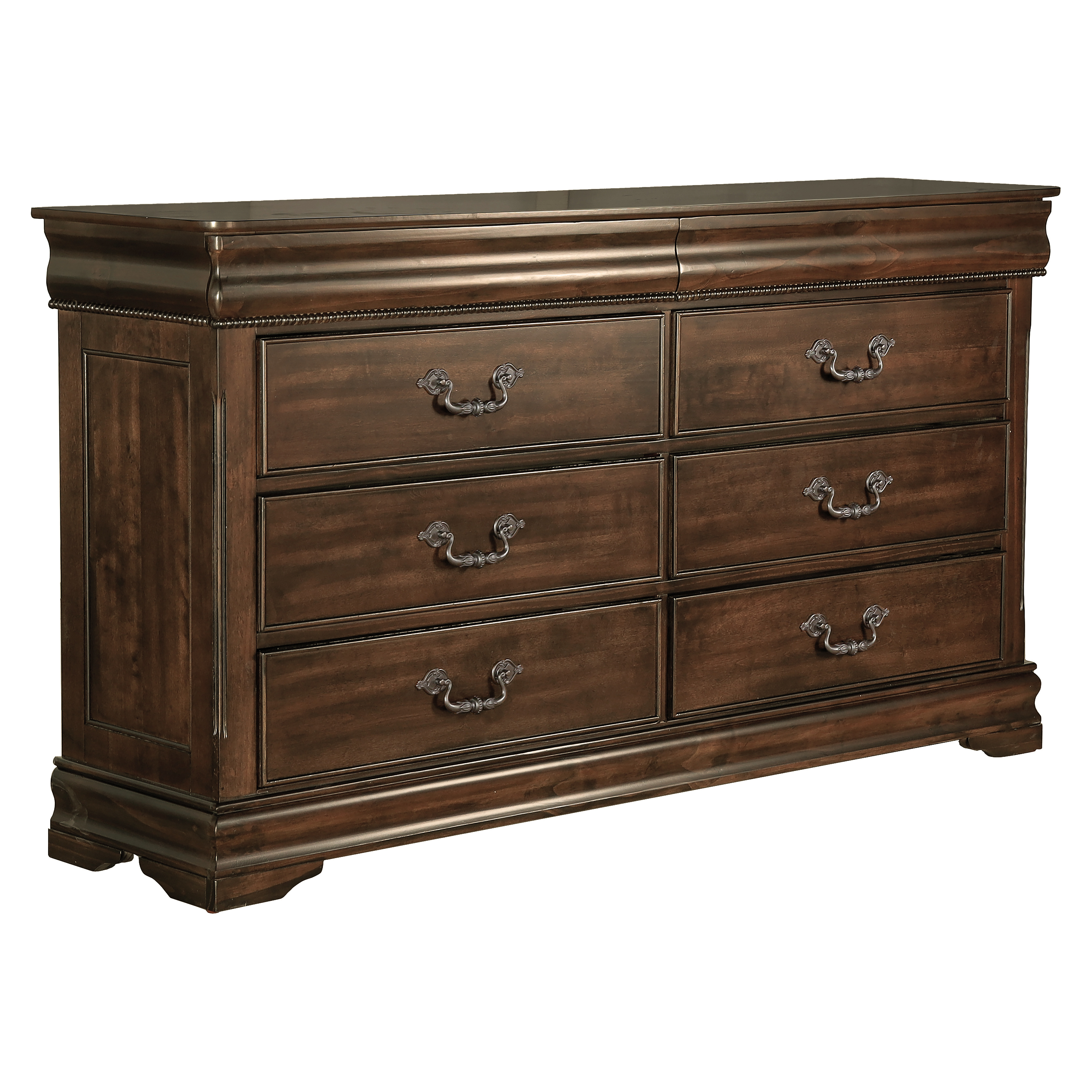 Martel Louis Philippe Dresser & Mirror Set in Dark Cherry Finish