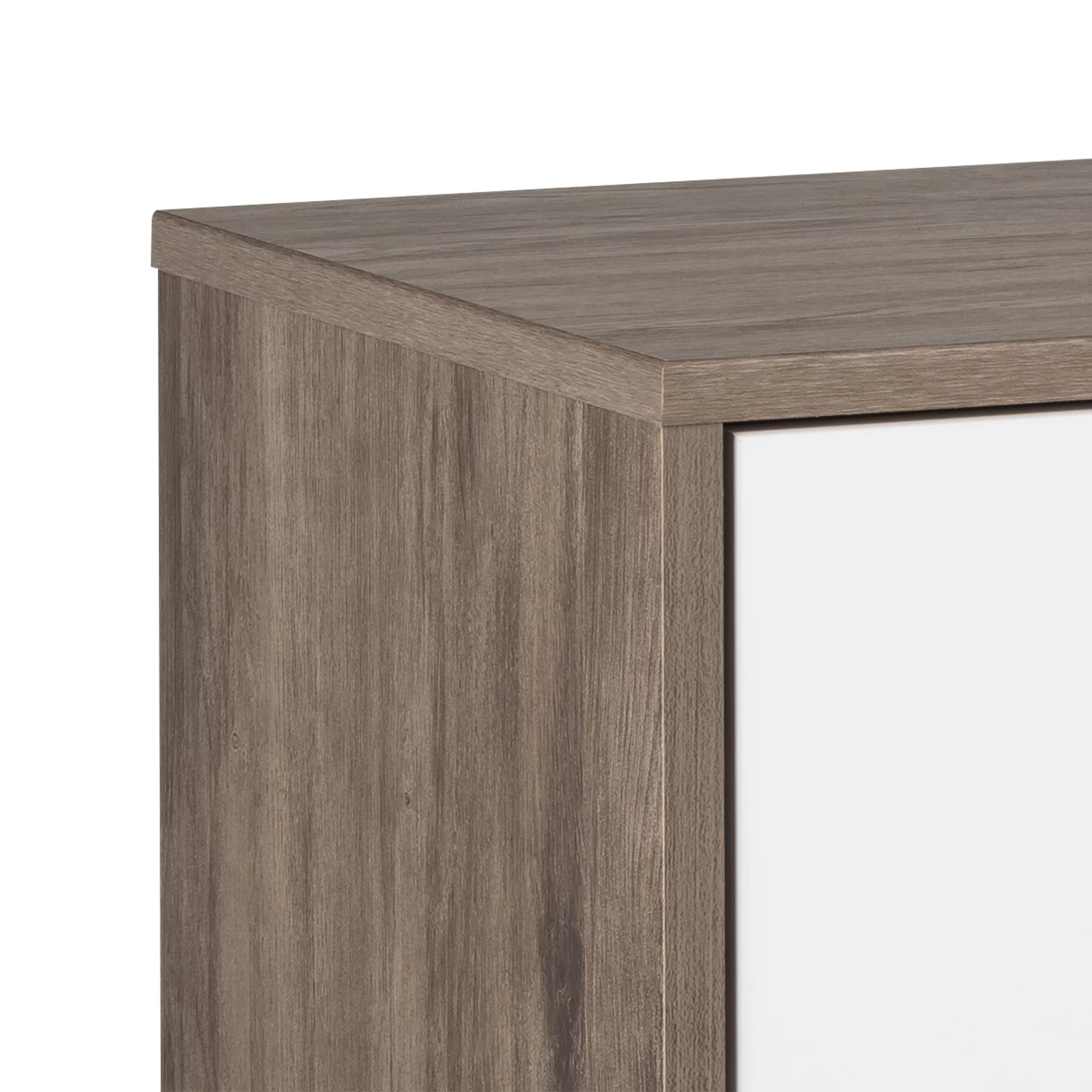 Prepac Milo Mid-Century Modern 6-Drawer Double Dresser, Drifted Gray and White