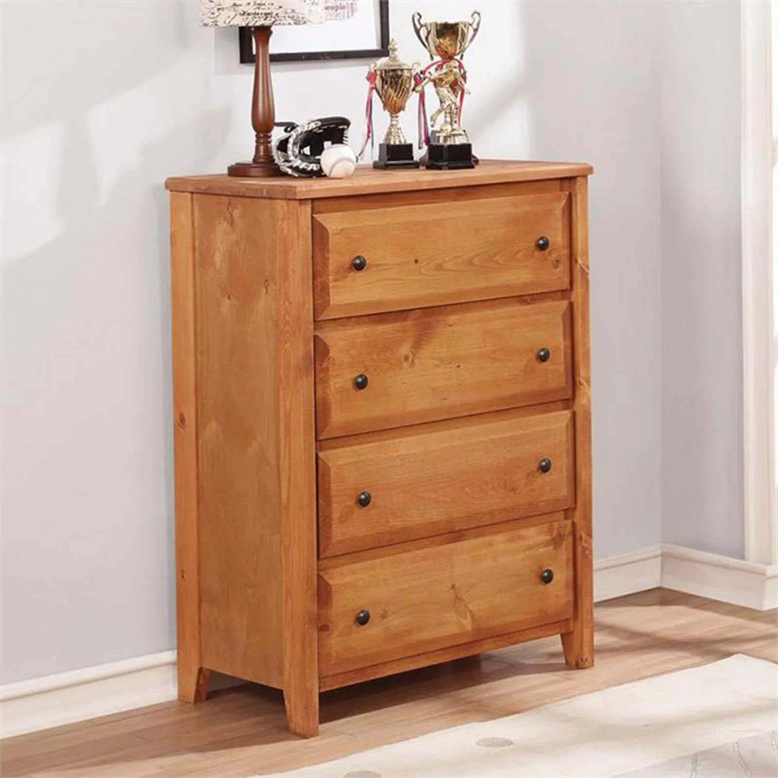 Bowery Hill 4 Drawer Chest in Amber Wash