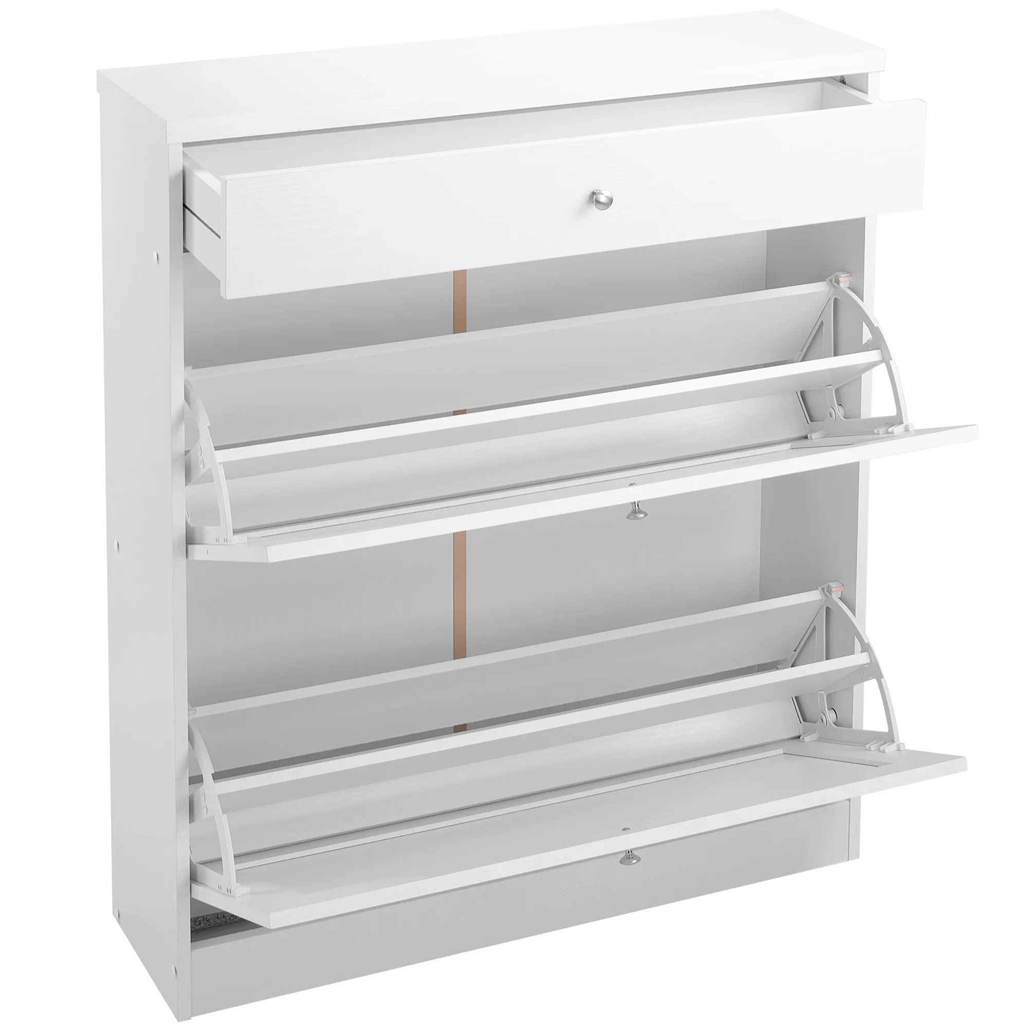 TrumanPick Shoe Cabinet with 2 Flip Drawers, White Shoe Storage Cabinet for Entryway Hallway
