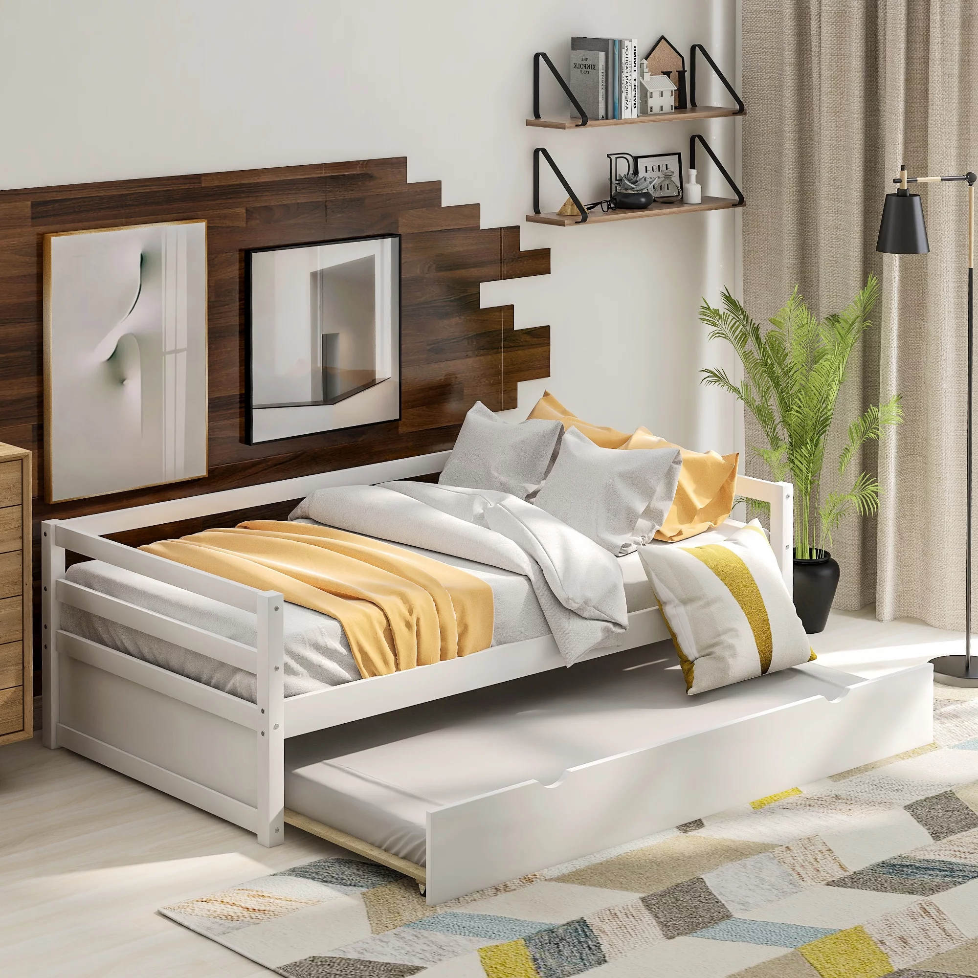 Livspace Daybed with Trundle Frame Set, Twin Size, White