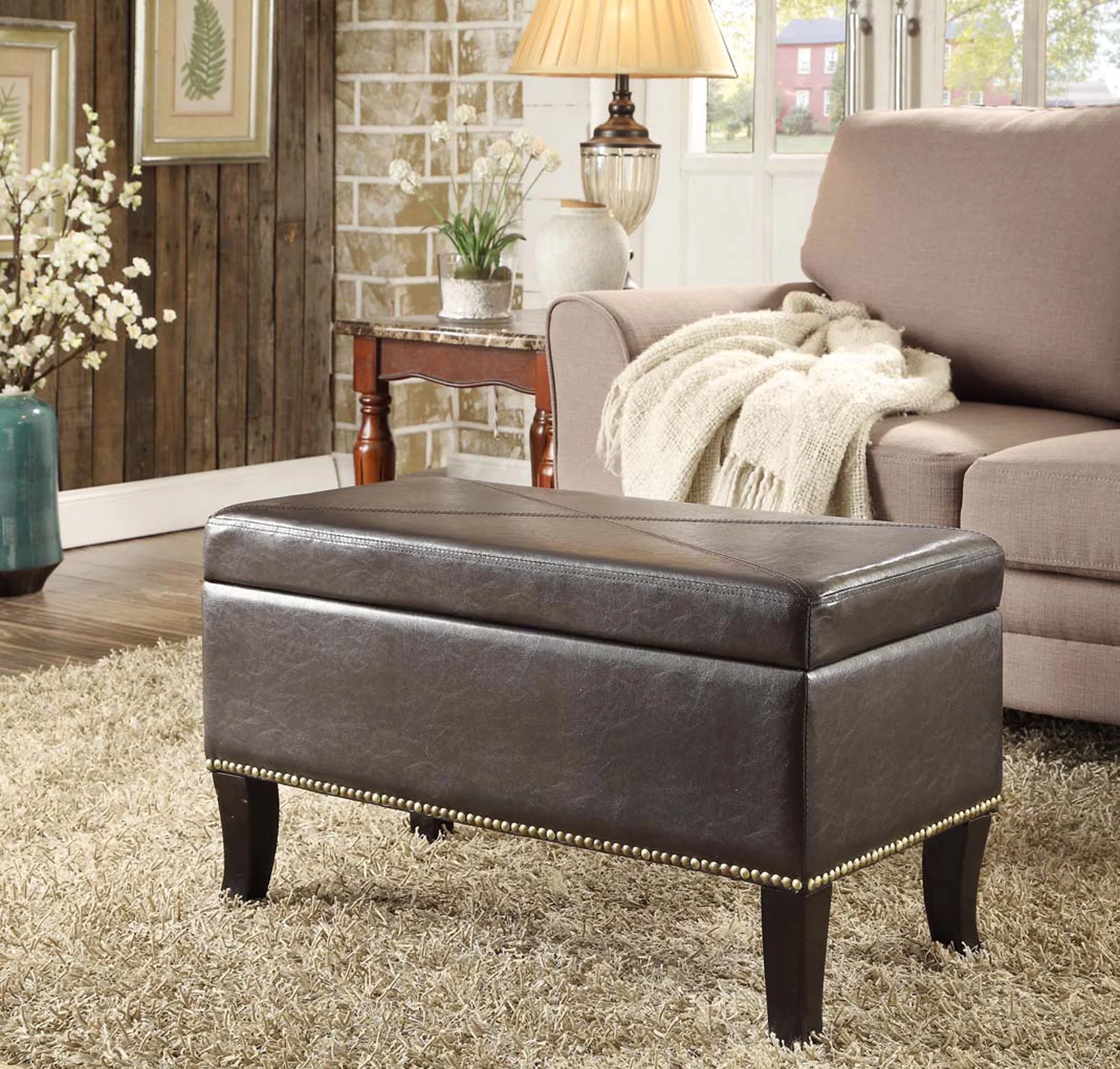 Designs4Comfort Winslow Storage Ottoman, Espresso