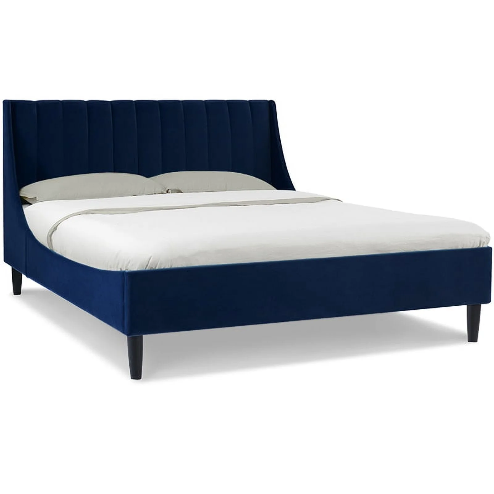 Sandy Wilson Home Aspen Tufted Headboard Platform Bed Set Queen Navy Blue Velvet