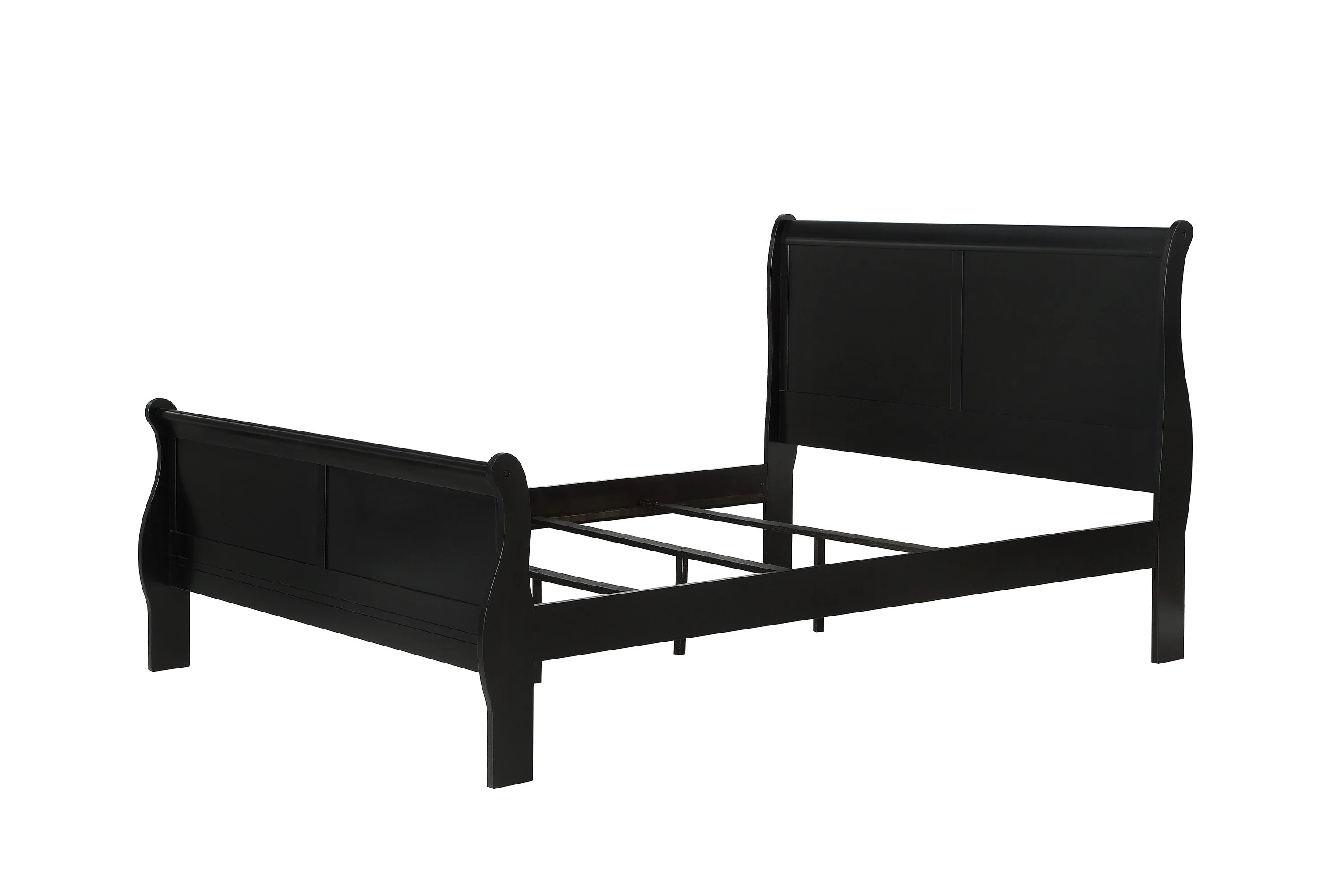1pc Transitional Louis Philip King Panel Bed Sturdy Wooden Bedroom Furniture Black Finish