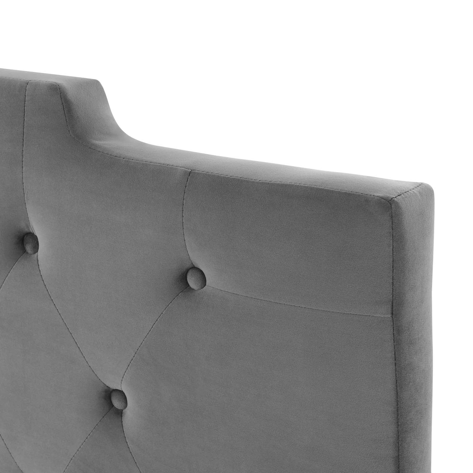 Tufted Headboard, Twin Size, Velvet, Dark Grey Gray, Modern Contemporary Urban Design, Bedroom Master Guest Suite
