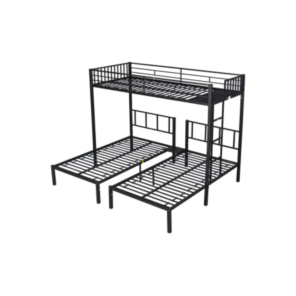 Triple twin bunk bed, can be separated into 3 twin beds Black + Metal