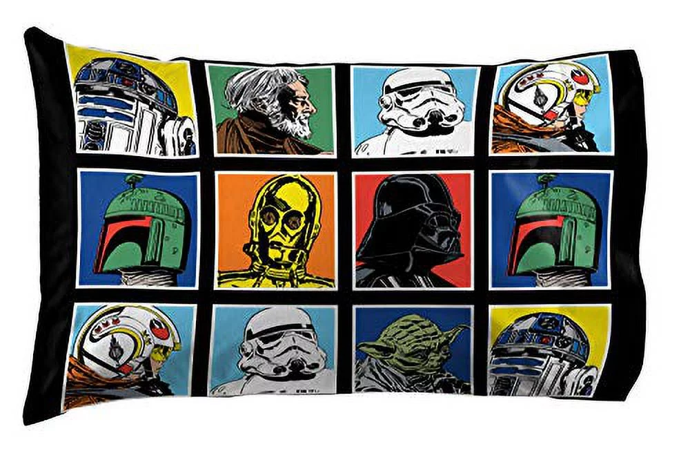Star Wars Classic Grid 4 Piece Multi-Color Twin Bed Set-Features Luke Skywalker