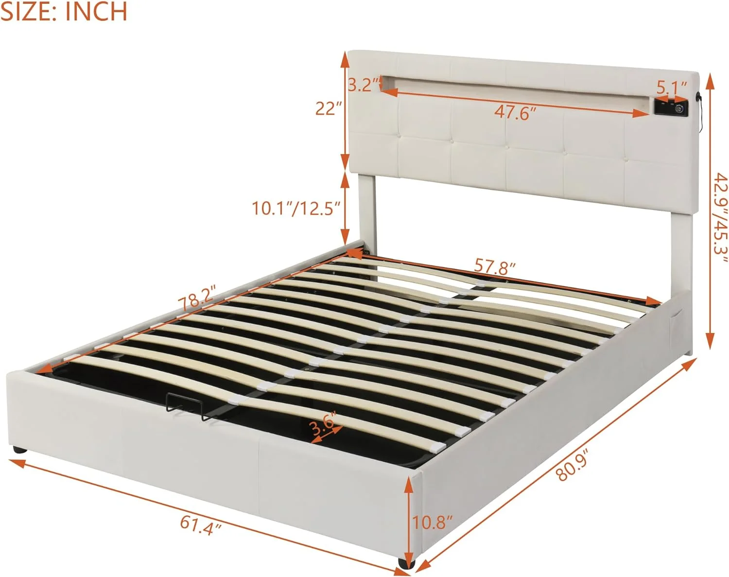 Queen Size Light,Integrated Bluetooth Audio Platform with Hydraulic Storage System and USB Port, Velvet Upholstered Modern Bed Frame with LED Headboard
