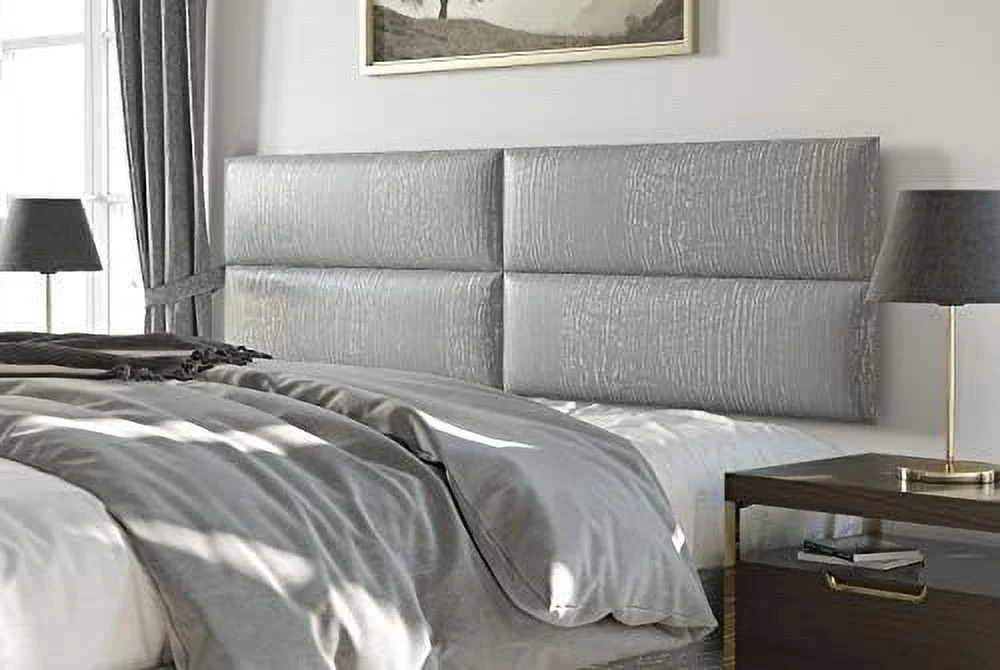 NLIBOOMLife Upholstered Headboards - Accent Wall Panels - Vintage Leather White Dove - Twin/King - Set of 4 Panels (Each Individual Panel 39"x11.5")