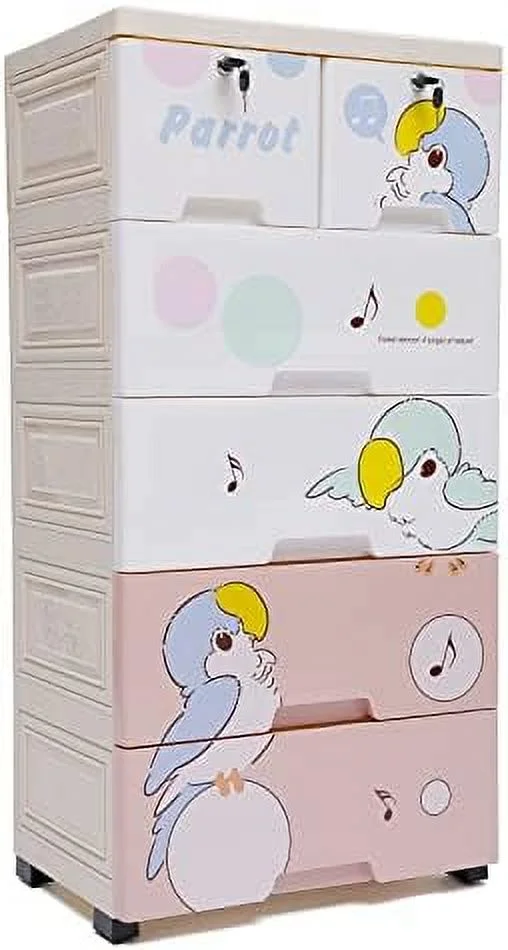 NLIBOOMLife Plastic Drawers Dresser Cabinet with 6 Drawers Closet and Clothes Organizer for Clothes Playroom Bedroom Easy Assembly