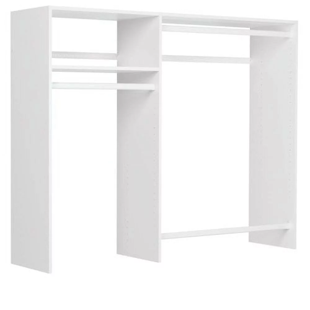 Easy Track Hanging Closet Kit Wardrobe Storage Clothing Organizer Rack, Truffle