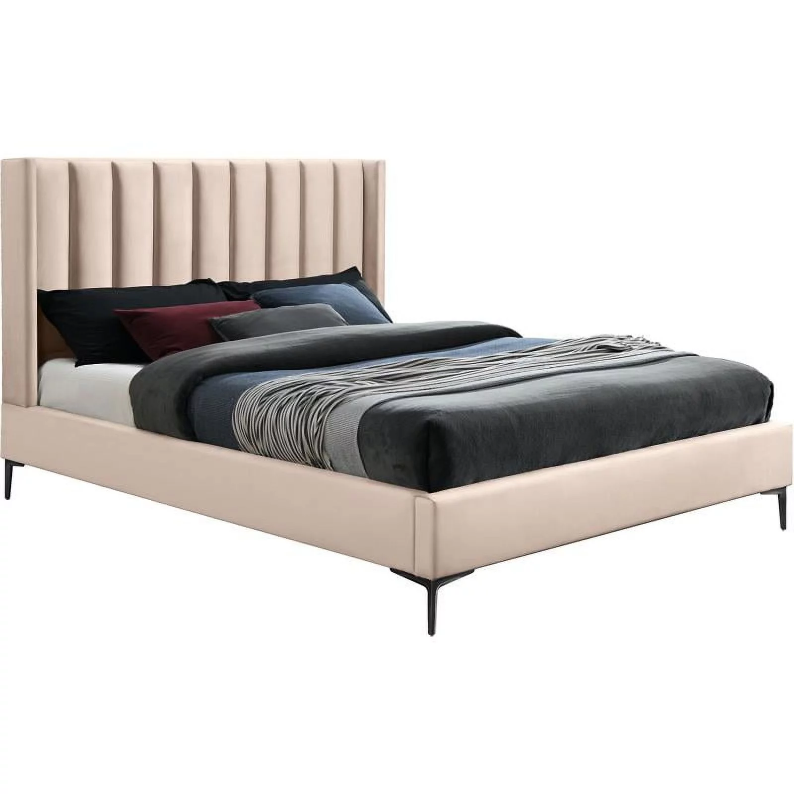 Meridian Furniture Nadia Pink Velvet King Bed