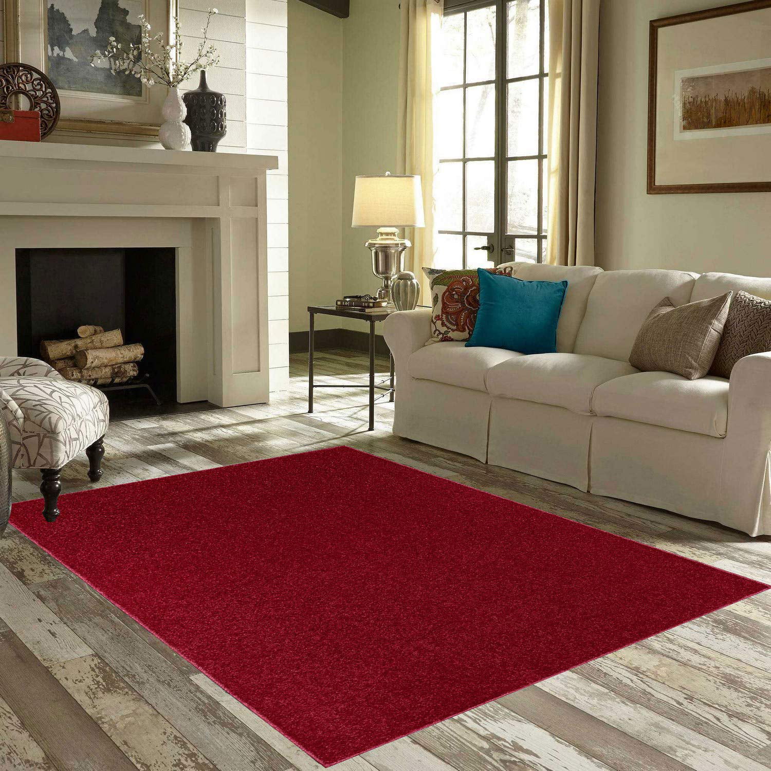 Home Queen Solid Color Area Rugs Burgundy - 3'x5'