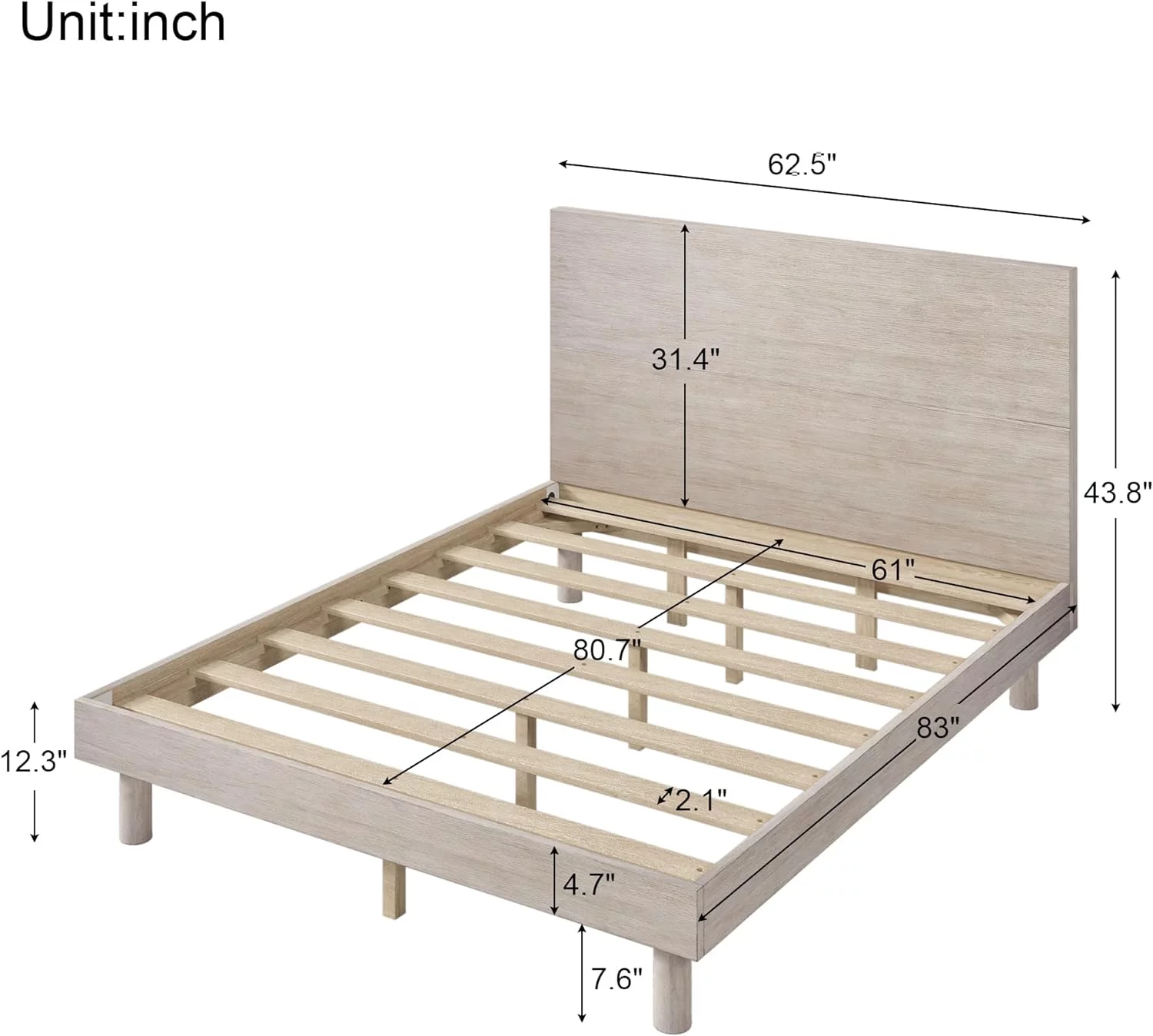 Queen Bed Frame With Headboard, Solid Wood Platform Bed Queen With Wooden Slats Support, Easy Assembly, Noise-Free, No Box Spring Needed, Stone Gray