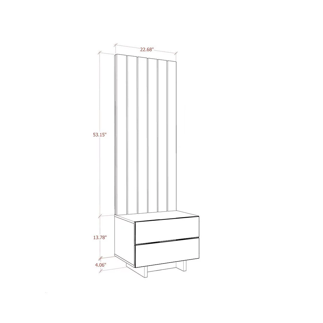 Manhattan Comfort Cornwall70.98 Tall Nightstand with 2 Full Extension Drawers in Off White and Cinnamon Light Brown