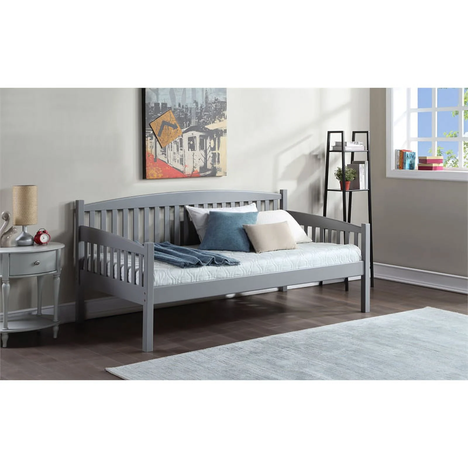 Bowery Hill Contemporary Wood Twin Size Daybed in Gray